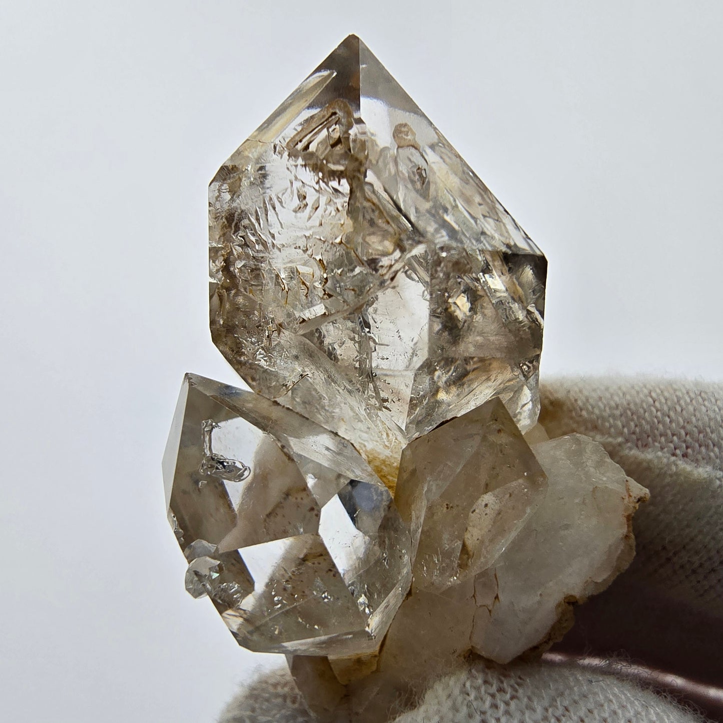 9x klare Phantom Rauchquarz Spitzen, Zepter aus Goboboseb, Namibia Lot Sammlung