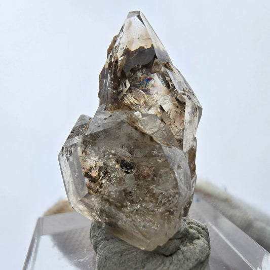 15x clear phantom smoky quartz points, scepter from Goboboseb, Namibia lot collection