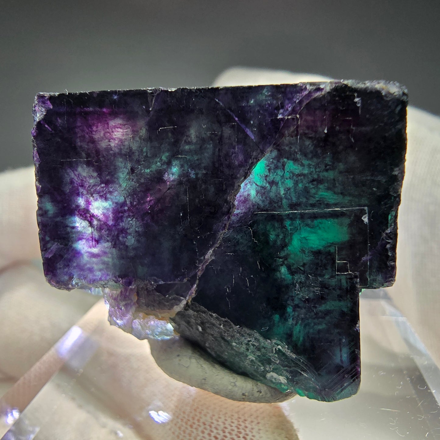 Seltener Phantom Fluorit Würfel Tie-Dye Pocket, Okorusu, Namibia 34*29*28mm