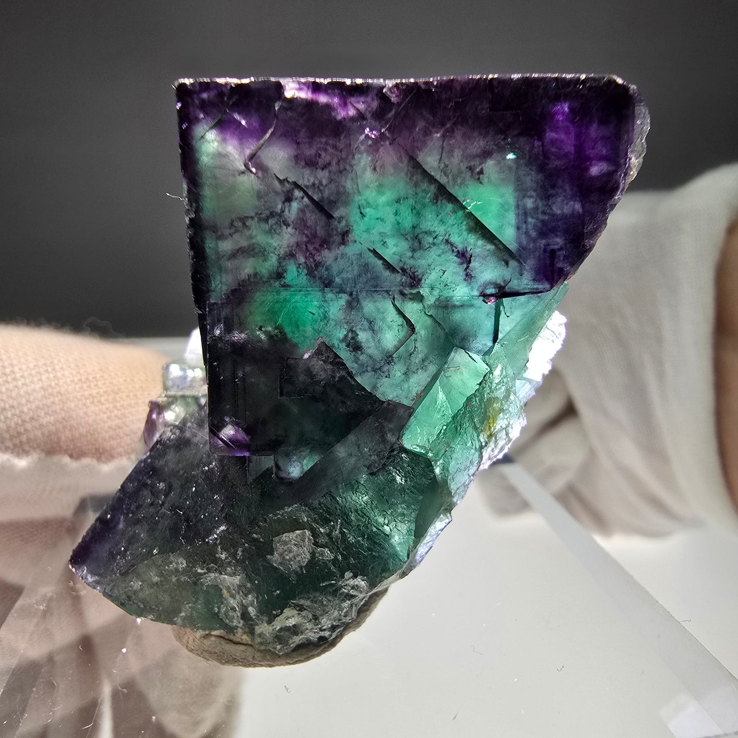 Seltene Phantom Fluorit Würfel Stufe Tie-Dye Pocket, Okorusu, Namibia 47*31*31mm