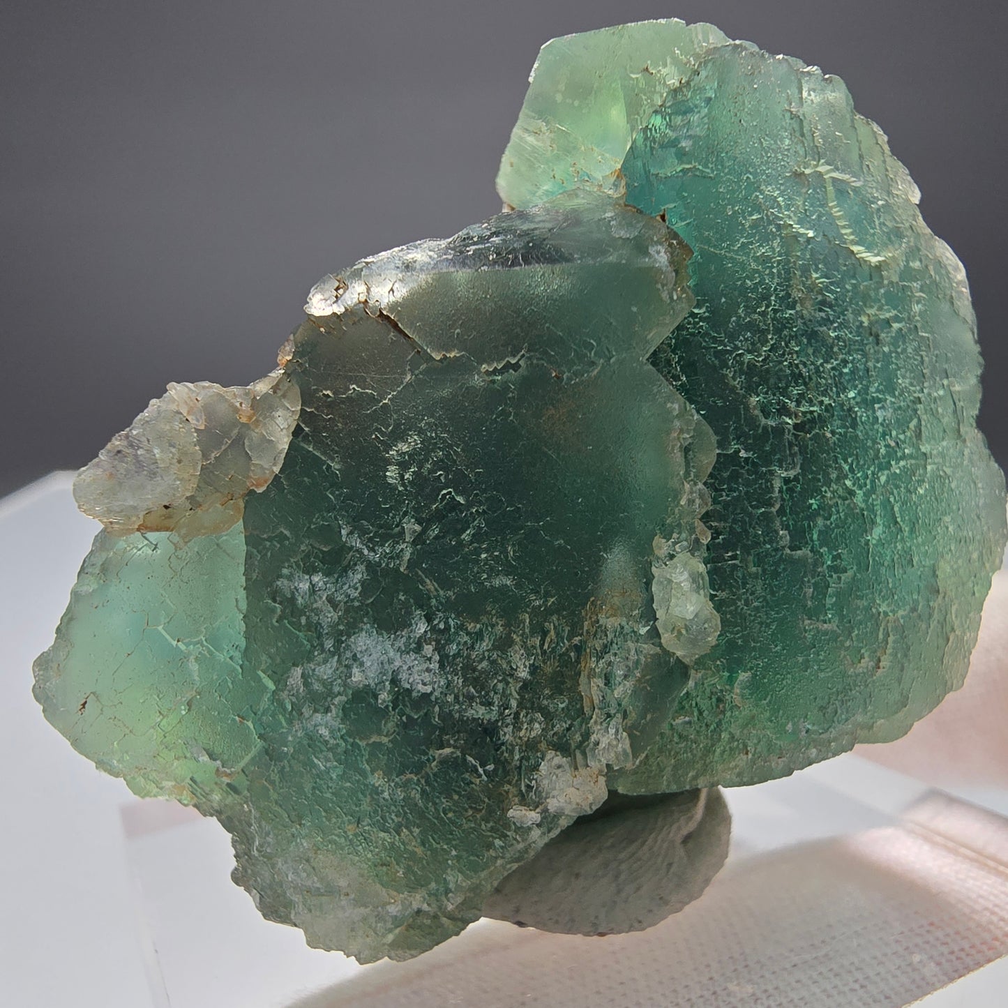 Seltene Phantom Fluorit Würfel Stufe grün lila Okorusu, Namibia 58*45*31mm