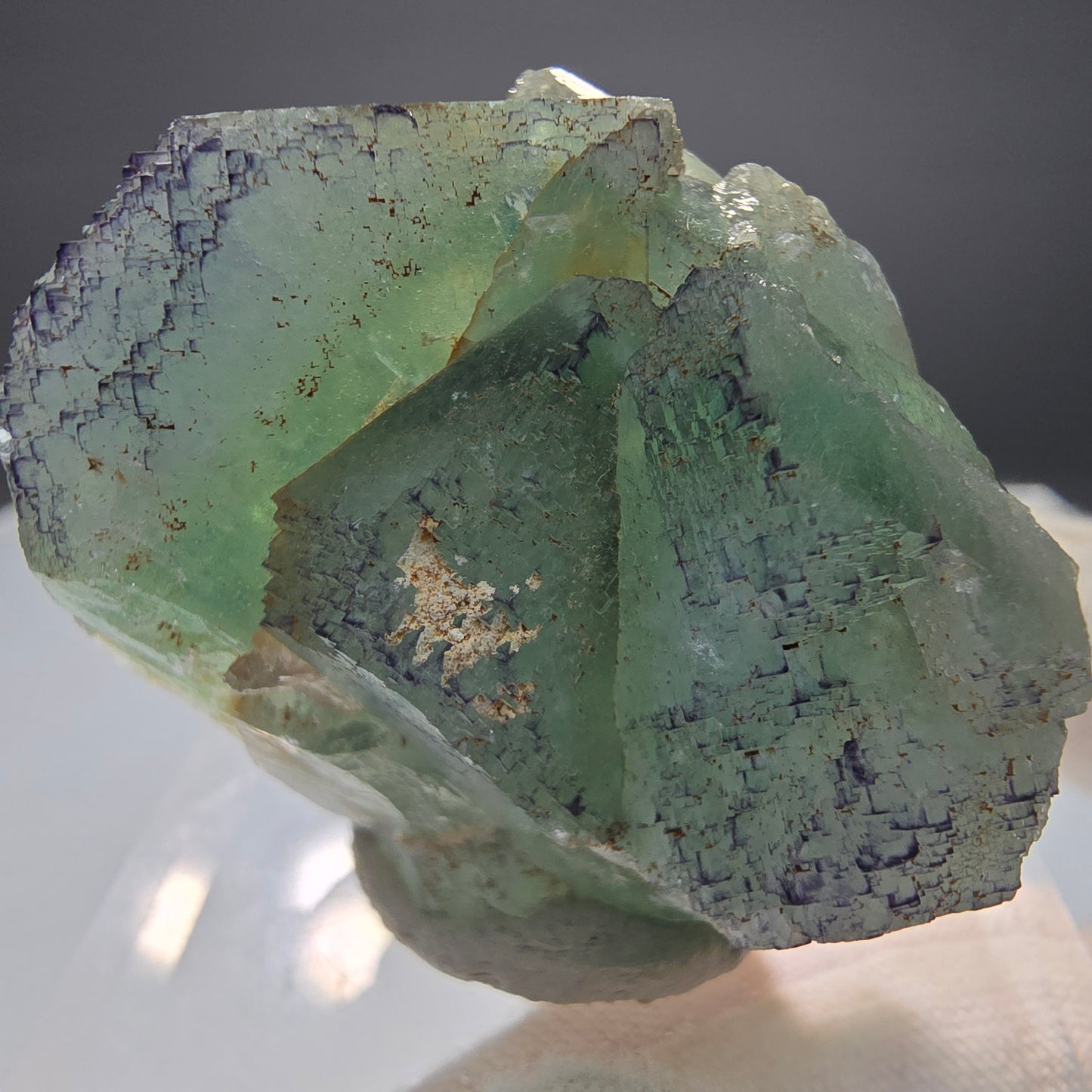 Phantom Fluorit Würfel Stufe grün lila parkettiert Okorusu, Namibia 50*37*25mm
