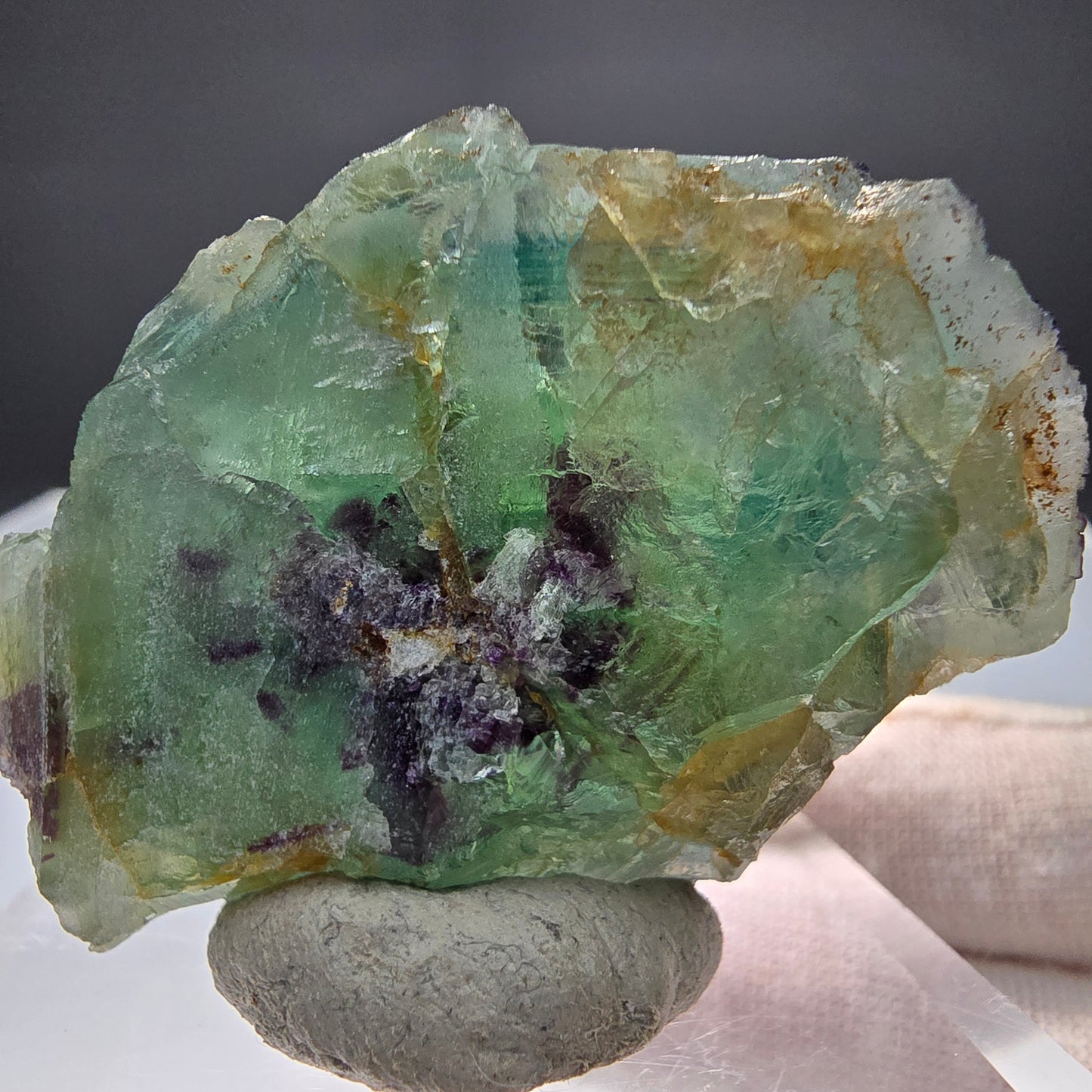 Phantom Fluorit Würfel Stufe grün lila parkettiert Okorusu, Namibia 50*37*25mm
