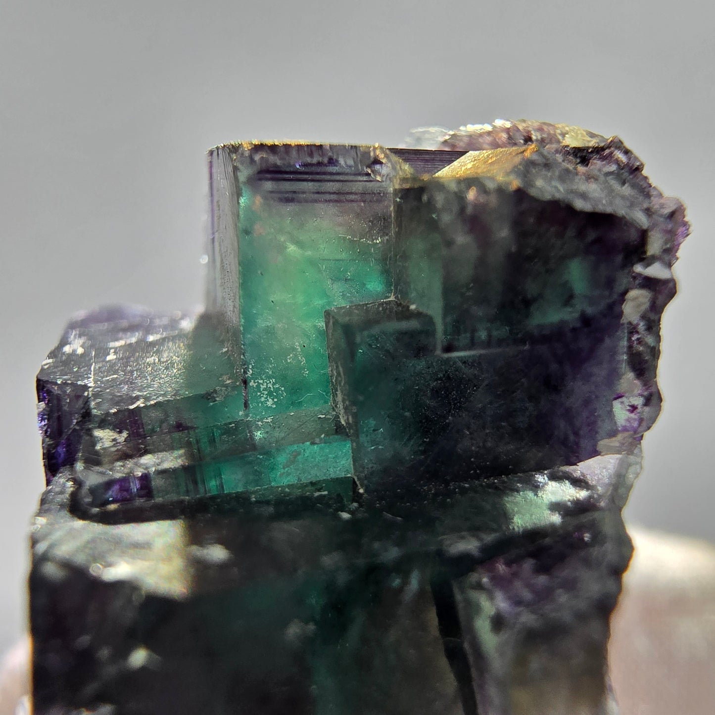 Seltene Phantom Fluorit Würfel Stufe Tie-Dye Pocket, Okorusu, Namibia 27*26*16mm