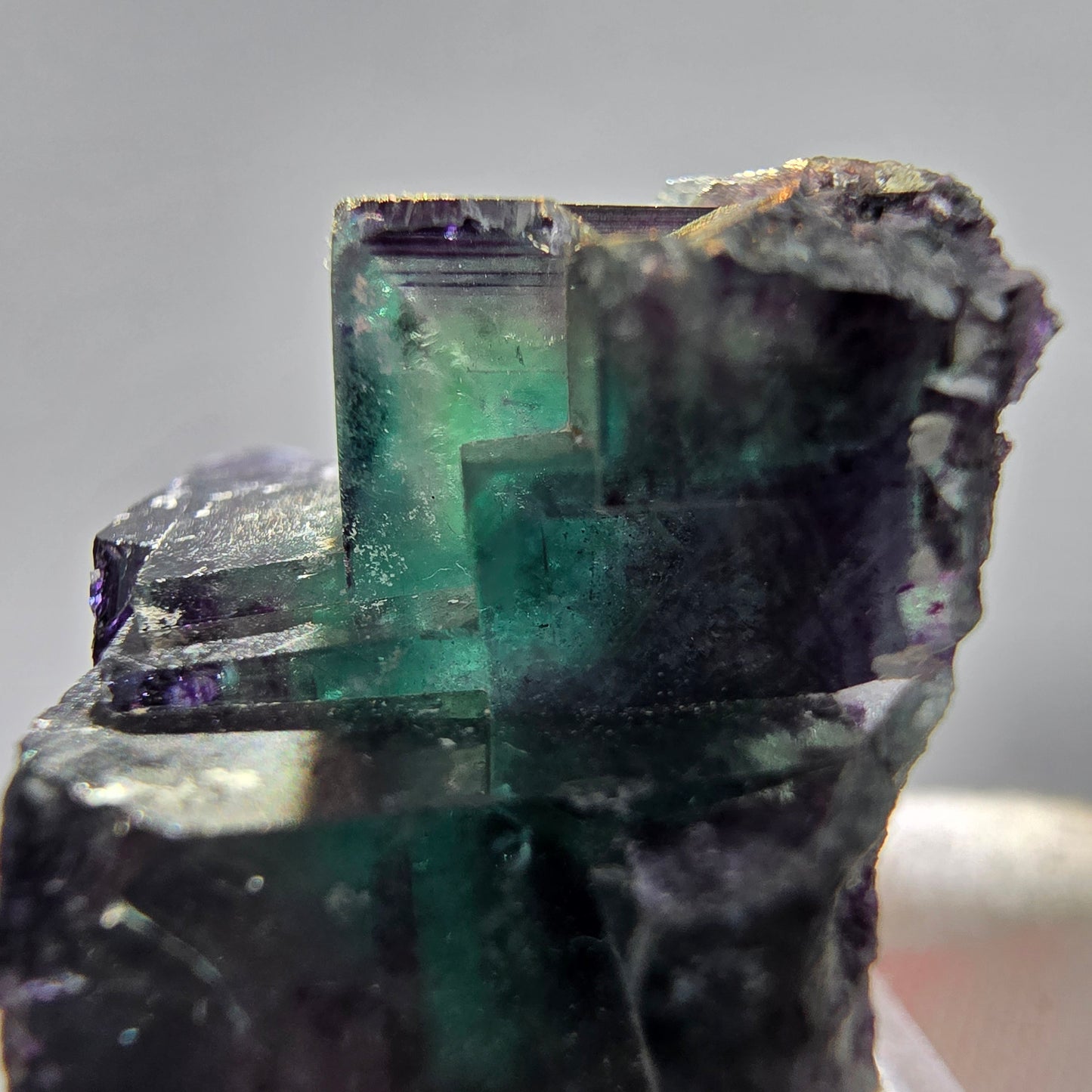 Seltene Phantom Fluorit Würfel Stufe Tie-Dye Pocket, Okorusu, Namibia 27*26*16mm