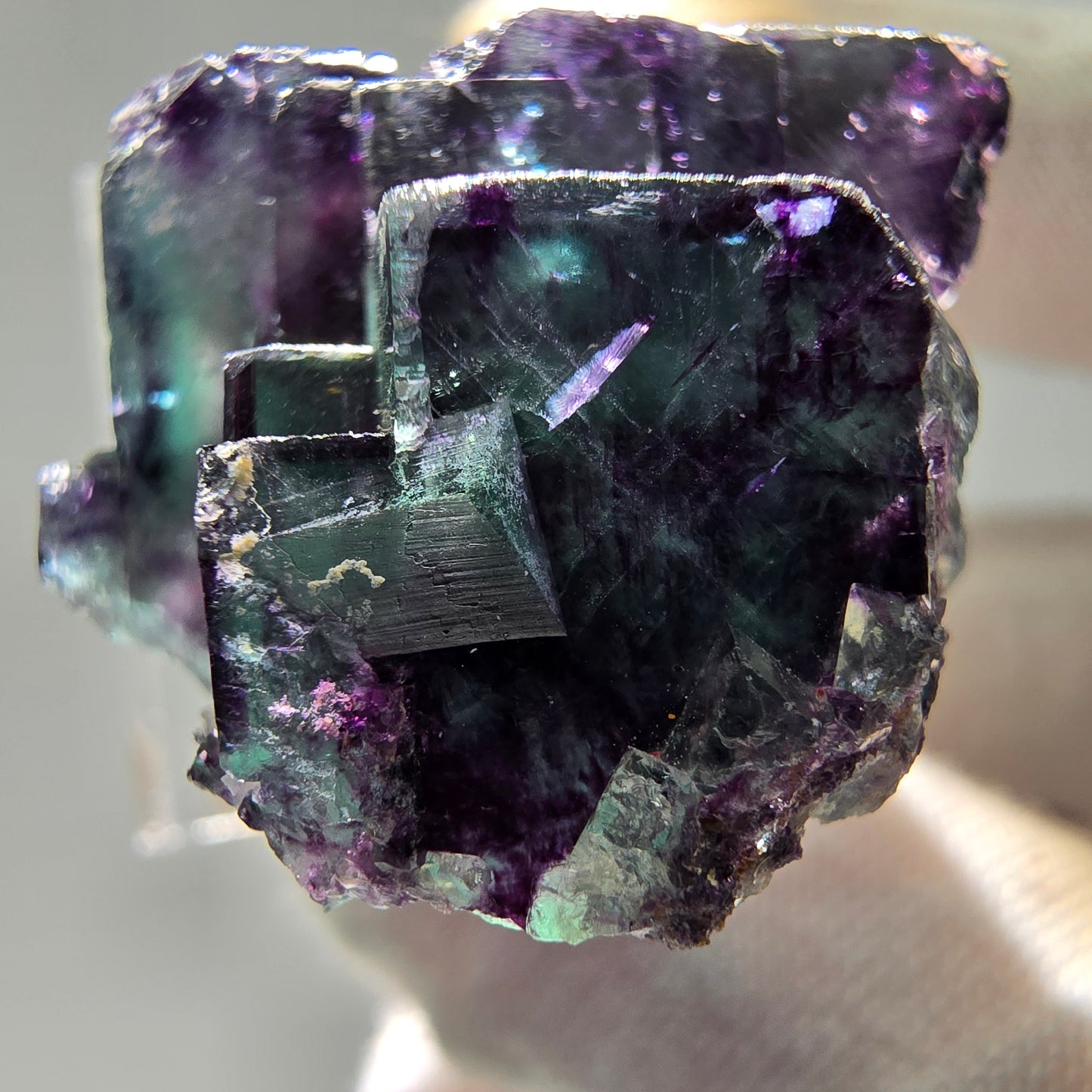 Seltene Phantom Fluorit Würfel Stufe Tie-Dye Pocket, Okorusu, Namibia 27*26*16mm