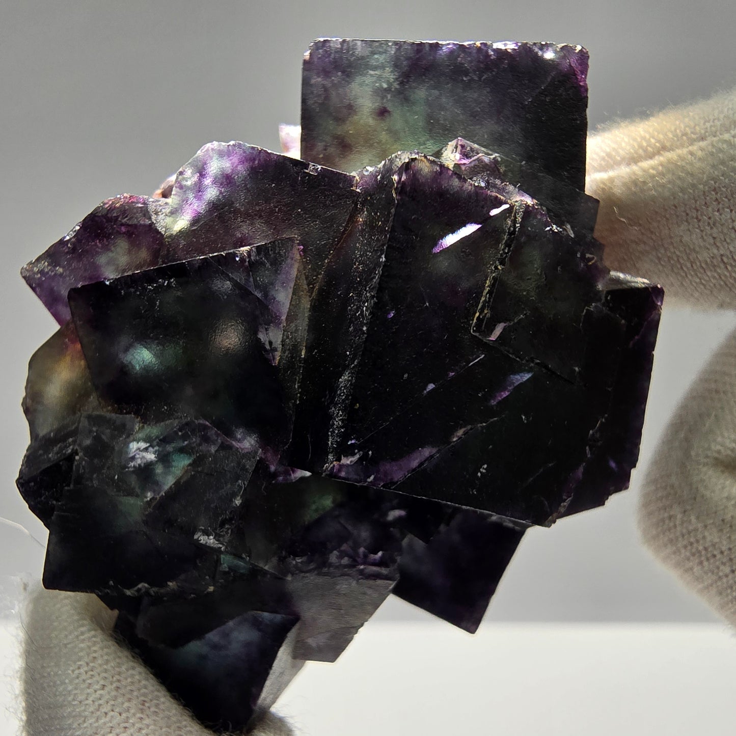 Seltene Phantom Fluorit Würfel Stufe lila grün gelb Okorusu, Namibia 55*46*33mm