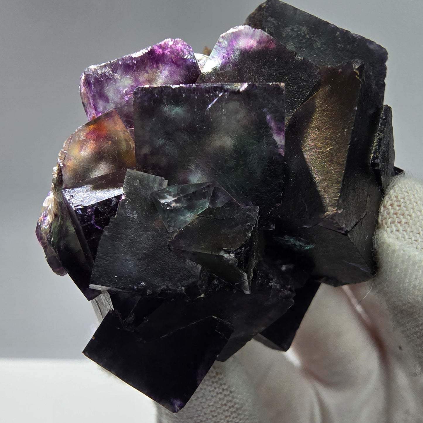 Seltene Phantom Fluorit Würfel Stufe lila grün gelb Okorusu, Namibia 55*46*33mm