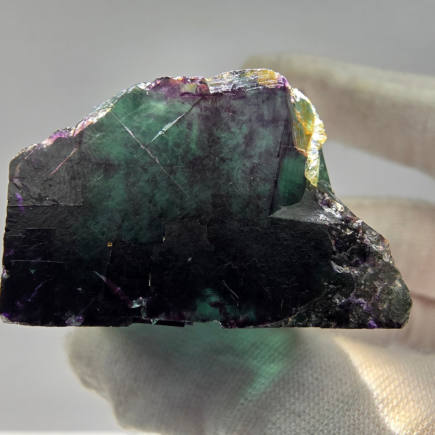 Seltene Phantom Fluorit Würfel Stufe Tie-Dye Pocket, Okorusu, Namibia 56*38*41mm