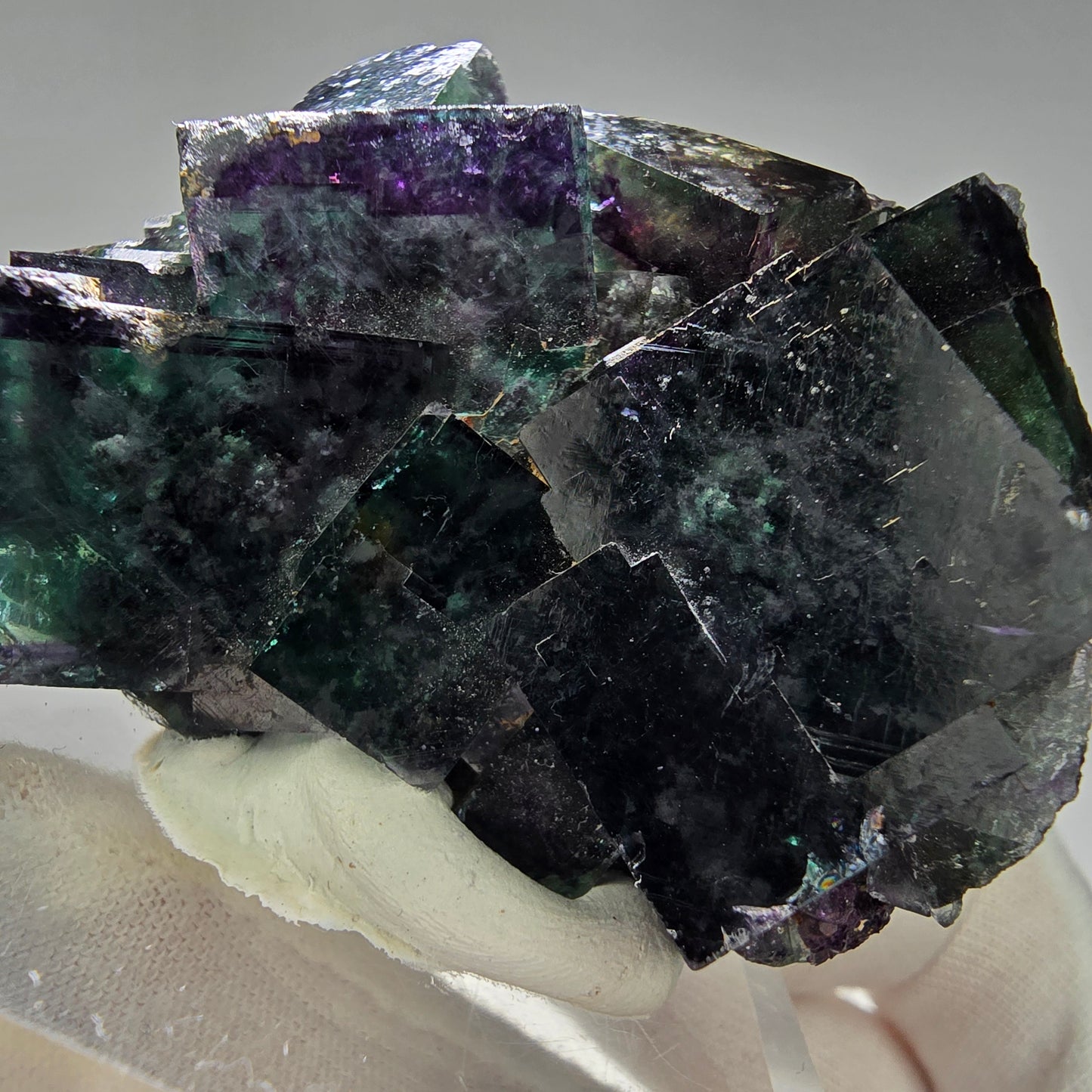 Seltene Phantom Fluorit Würfel Stufe grün lila zonar Okorusu, Namibia 57*42*31mm