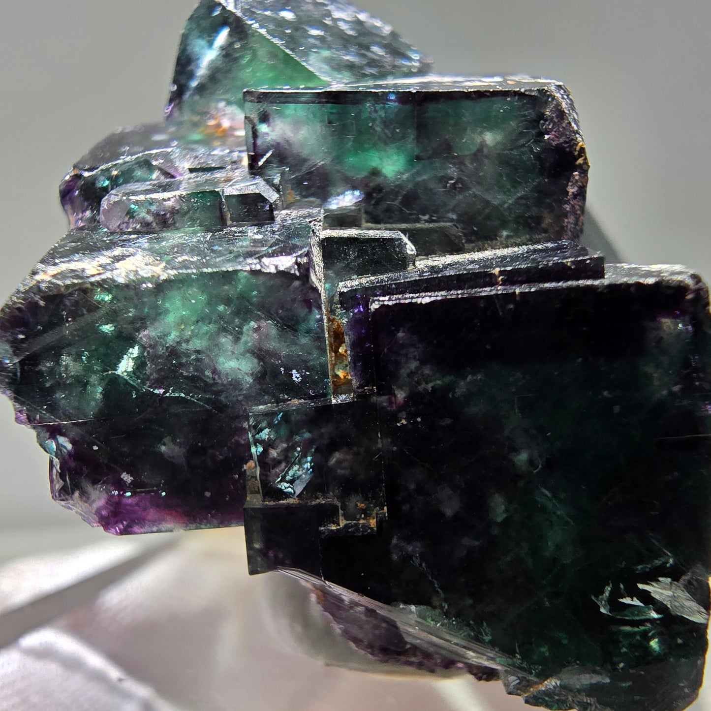 Seltene Phantom Fluorit Würfel Stufe grün lila zonar Okorusu, Namibia 57*42*31mm