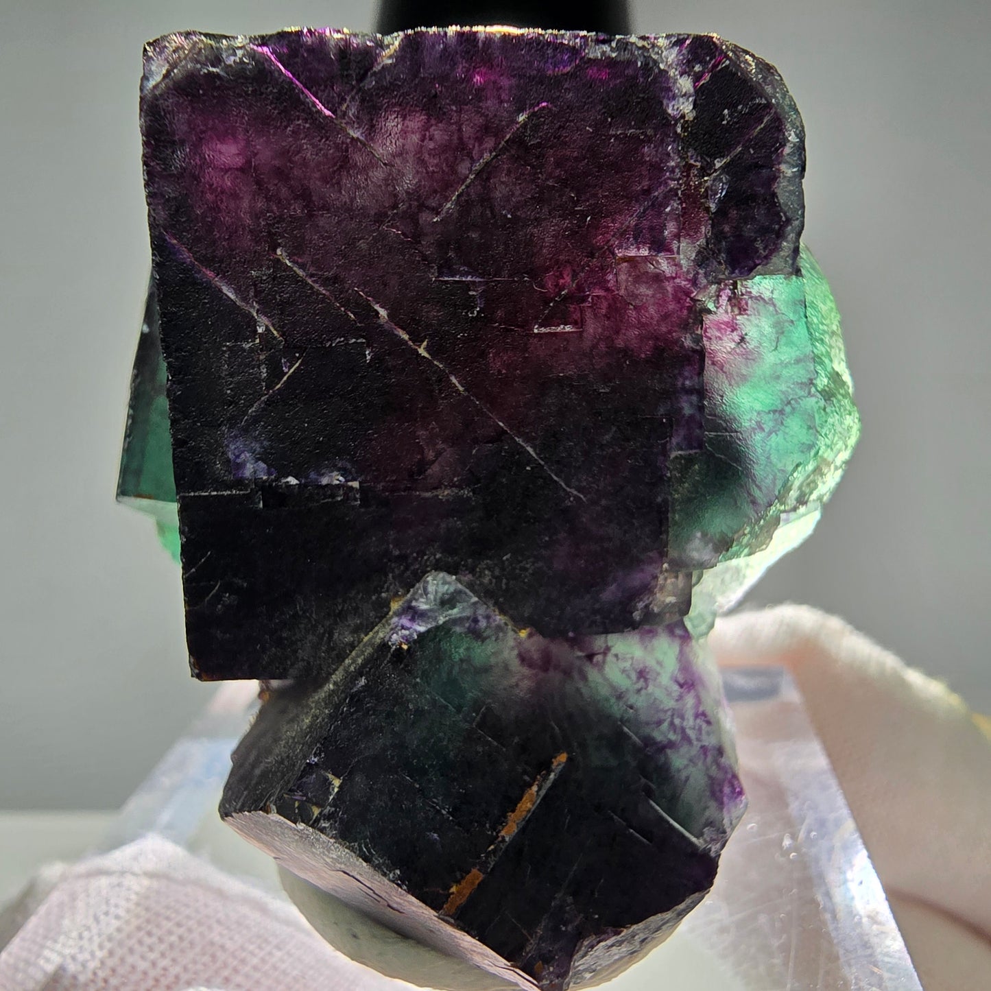 Seltene Phantom Fluorit Würfel Stufe Tie-Dye Pocket, Okorusu, Namibia 55*45*32mm