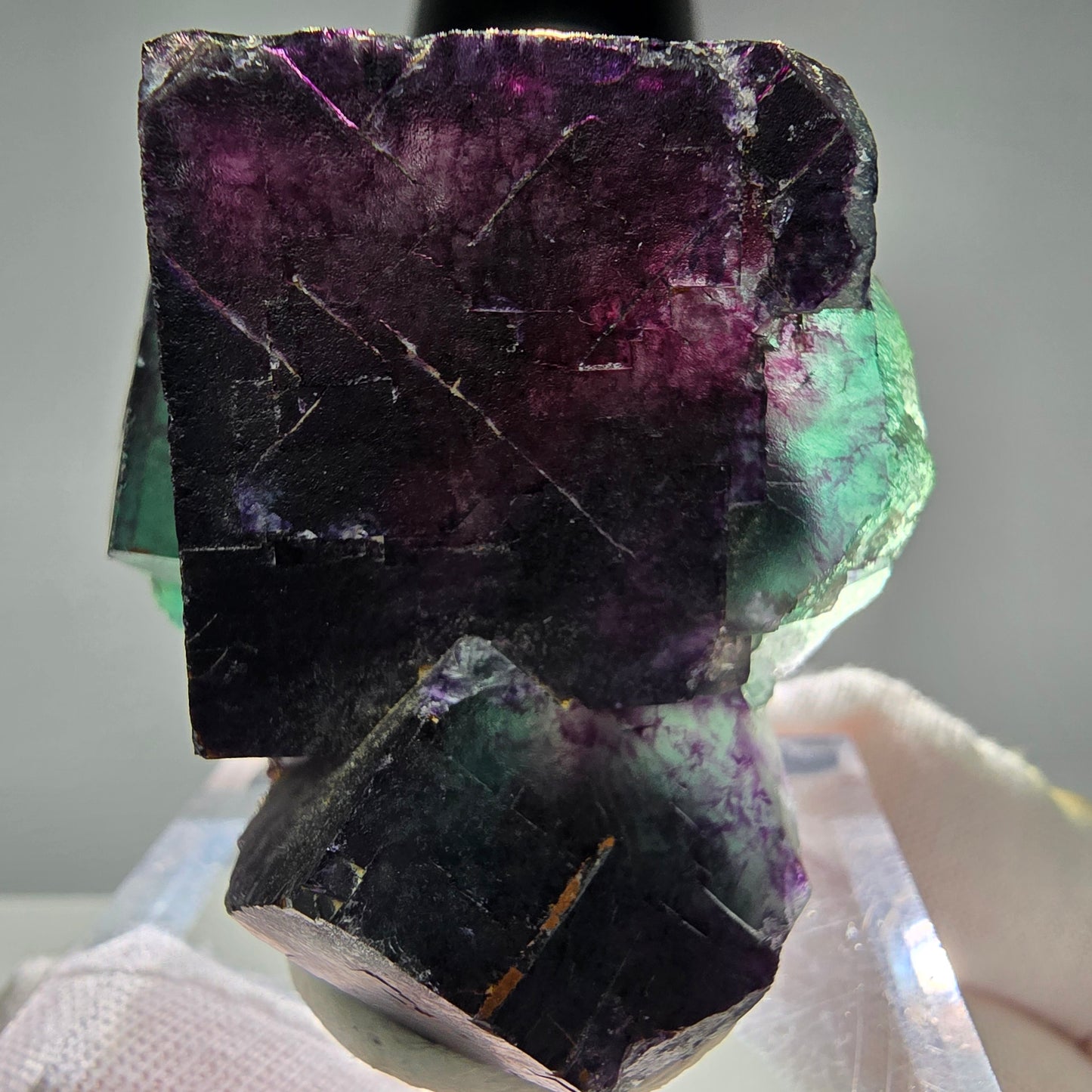 Seltene Phantom Fluorit Würfel Stufe Tie-Dye Pocket, Okorusu, Namibia 55*45*32mm