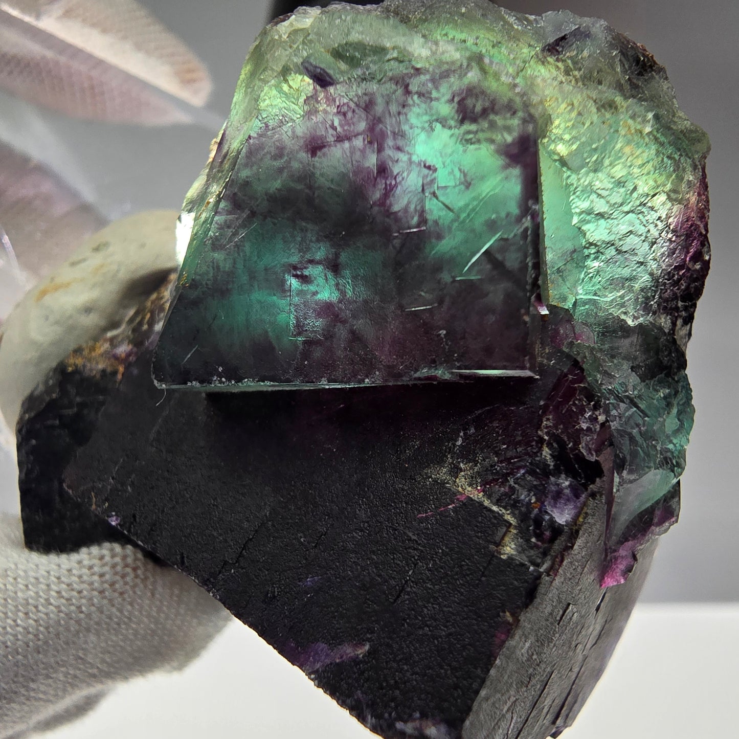 Seltene Phantom Fluorit Würfel Stufe Tie-Dye Pocket, Okorusu, Namibia 55*45*32mm