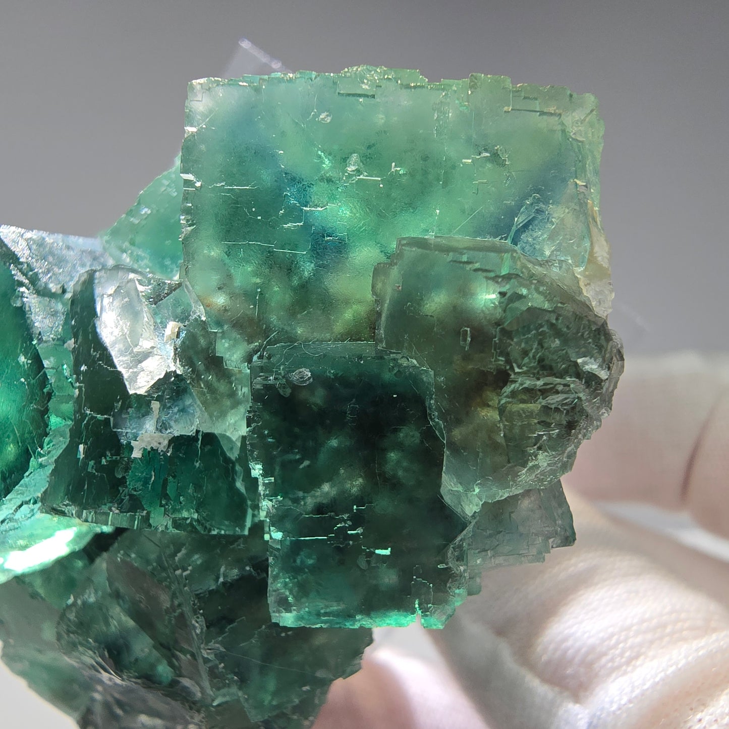 Sehr klare Phantom Fluorit Würfel Stufe grün Okorusu Namibia 65*44*40mm Sammlung