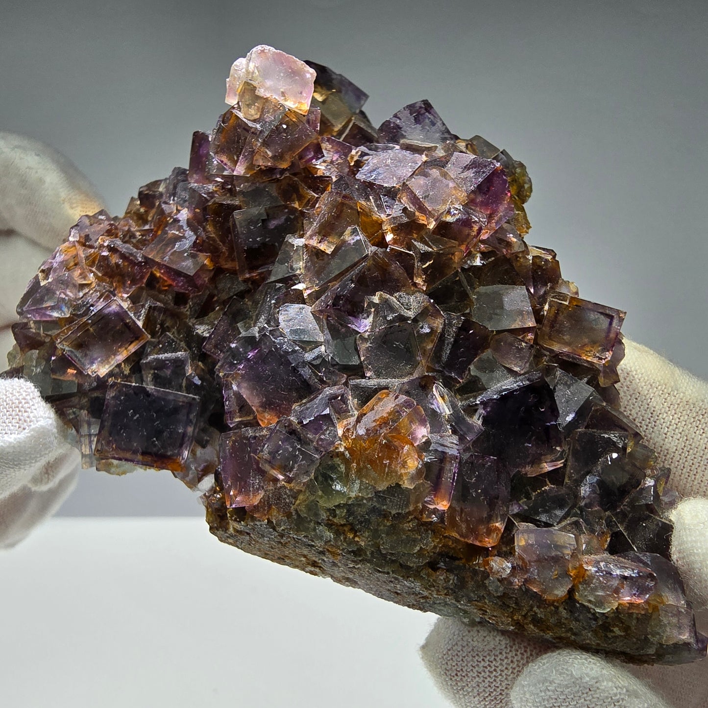 Bunte Phantom Fluorit Würfel Stufe grün lila gelb Okorusu, Namibia 104*77*37mm
