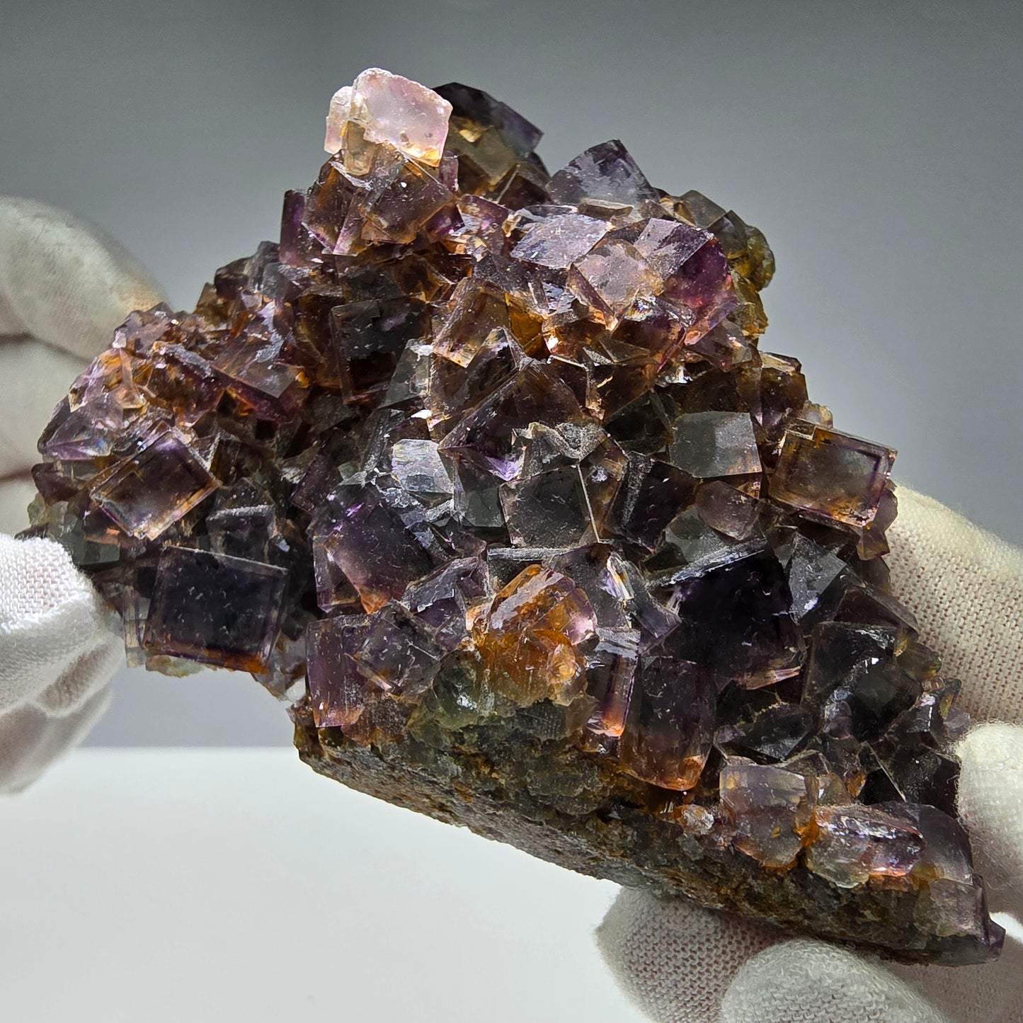 Bunte Phantom Fluorit Würfel Stufe grün lila gelb Okorusu, Namibia 104*77*37mm