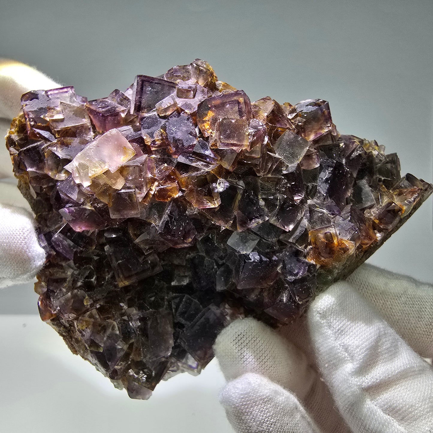 Bunte Phantom Fluorit Würfel Stufe grün lila gelb Okorusu, Namibia 104*77*37mm