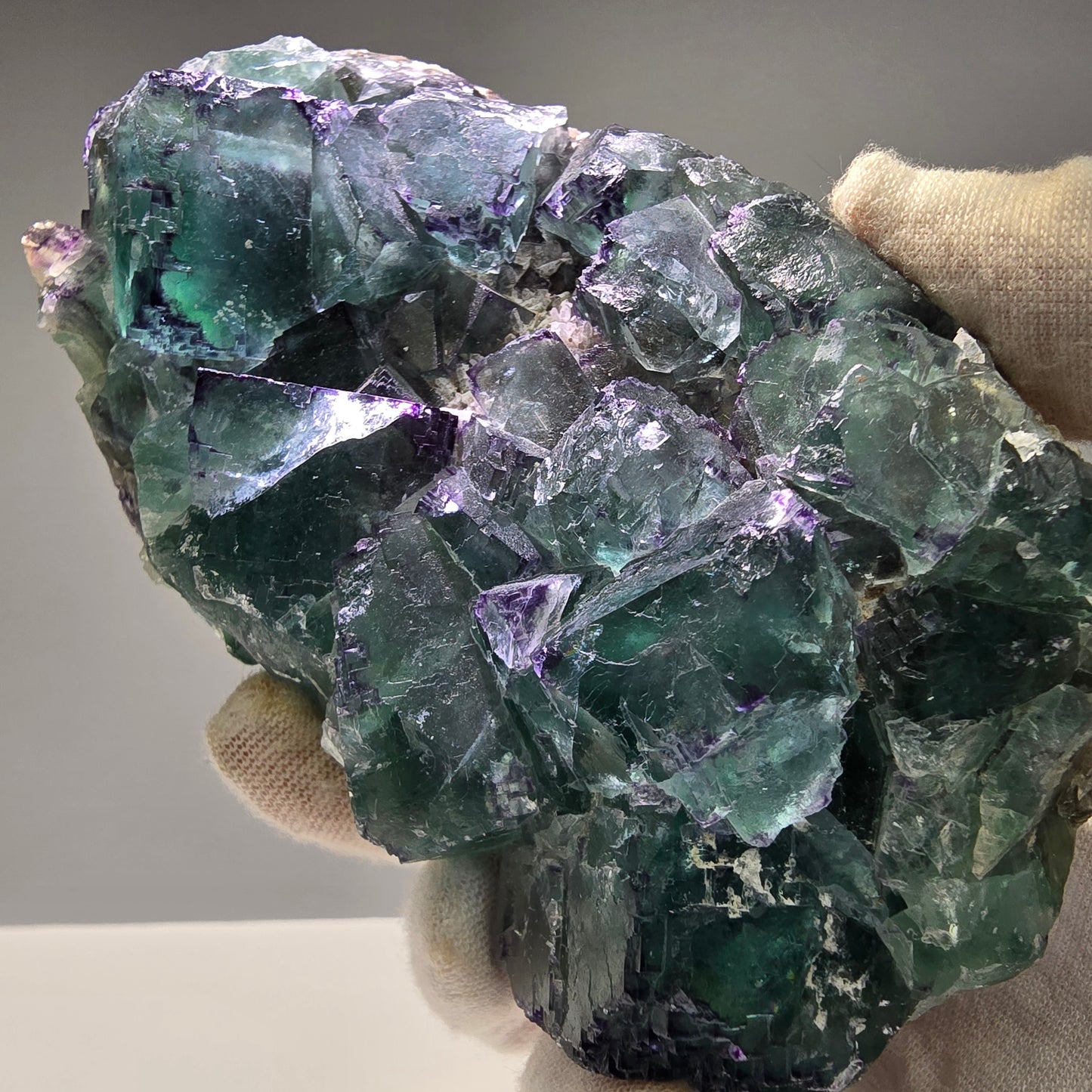 Große Phantom Fluorit Würfel Stufe grün lila zonar Okorusu, Namibia 116*64*31mm
