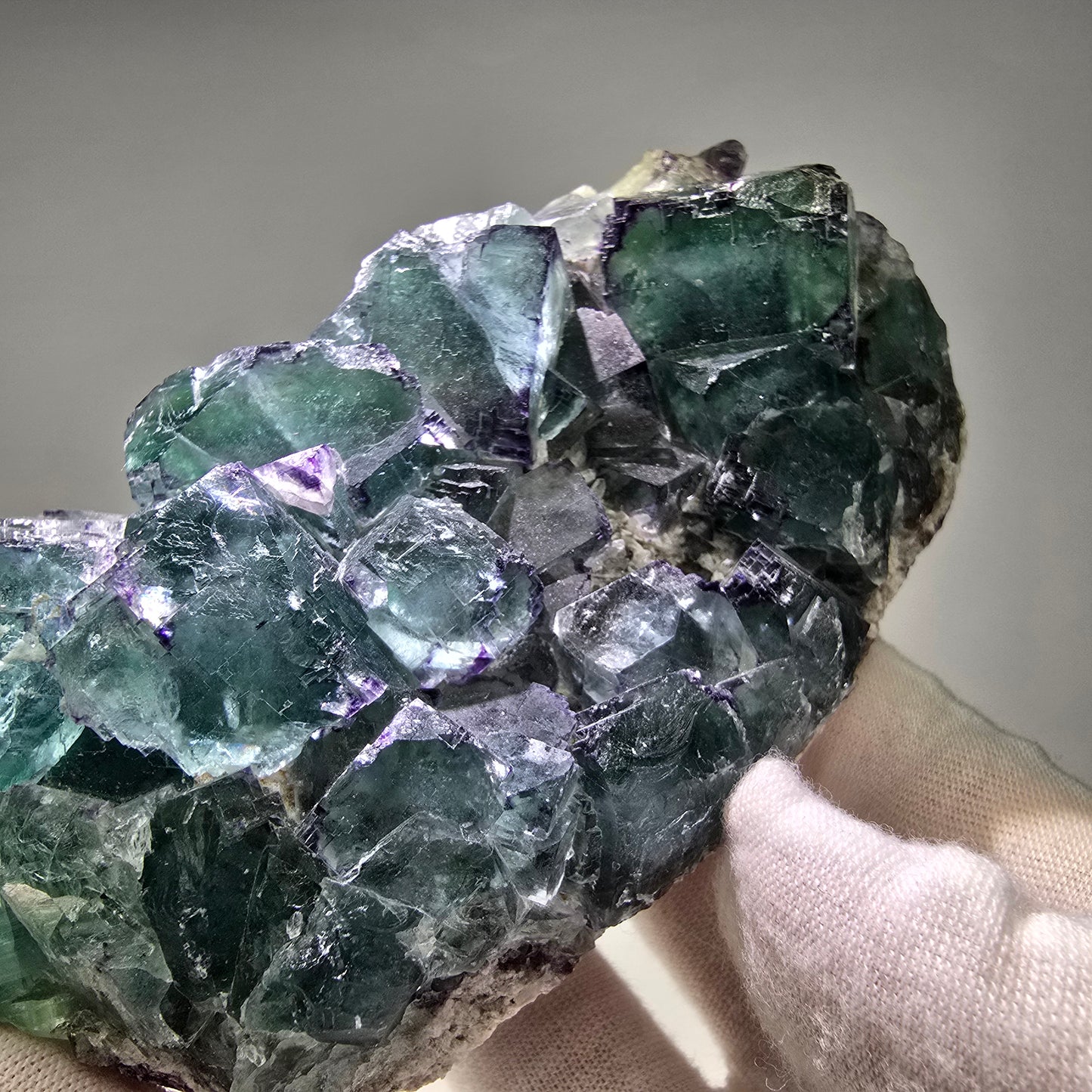 Große Phantom Fluorit Würfel Stufe grün lila zonar Okorusu, Namibia 116*64*31mm