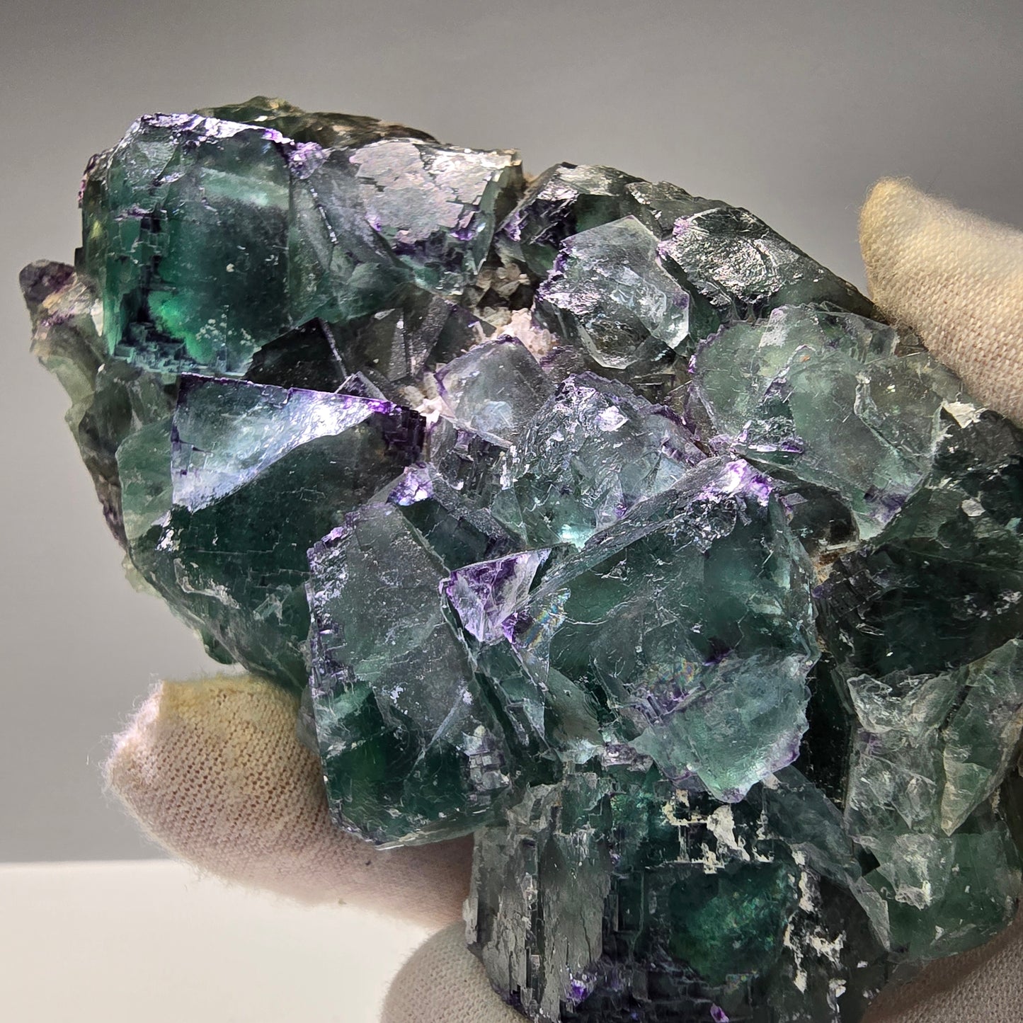 Große Phantom Fluorit Würfel Stufe grün lila zonar Okorusu, Namibia 116*64*31mm