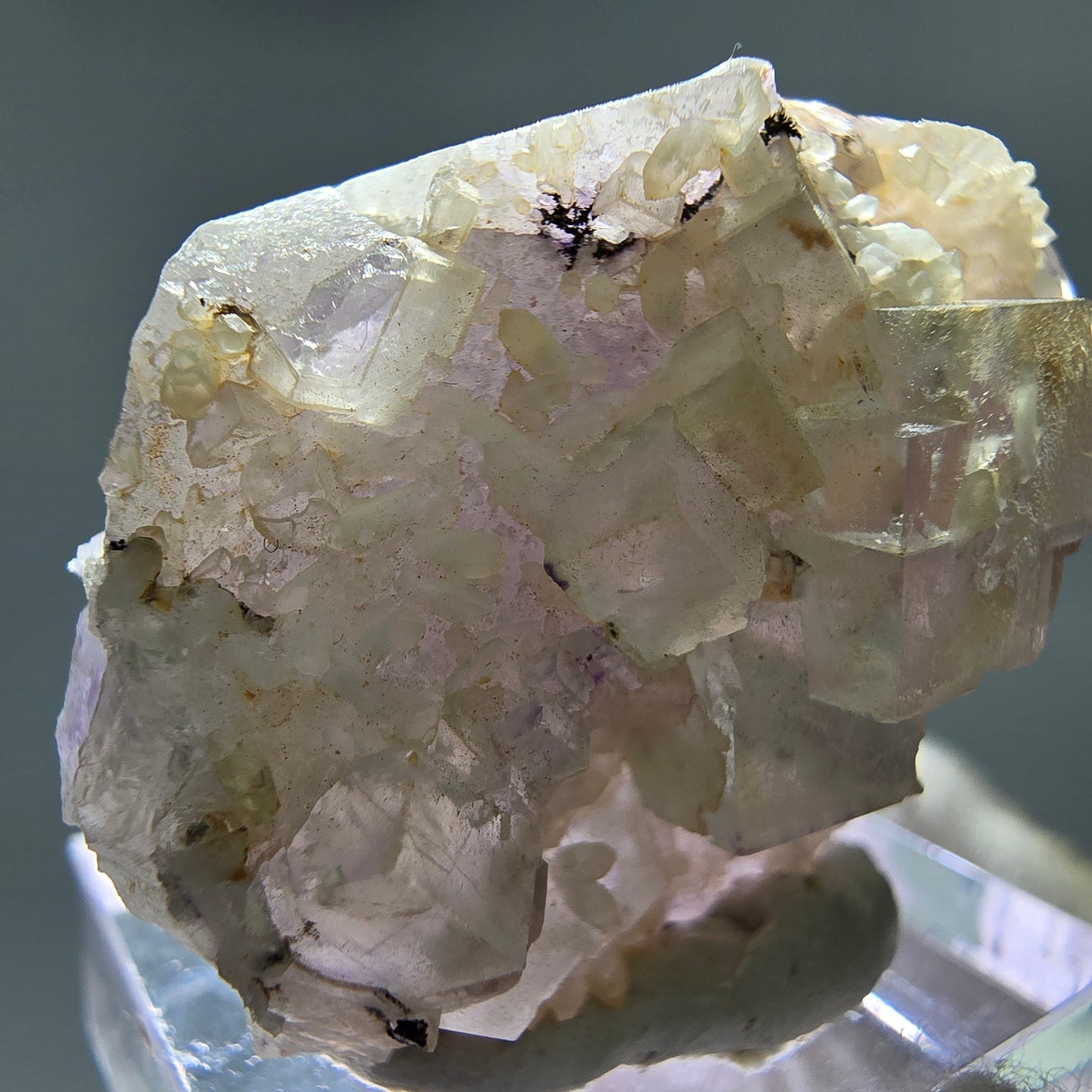 Seltene UV Phantom Fluorit Würfel, Quarz Stufe Brandberg, Namibia 37*31*15mm