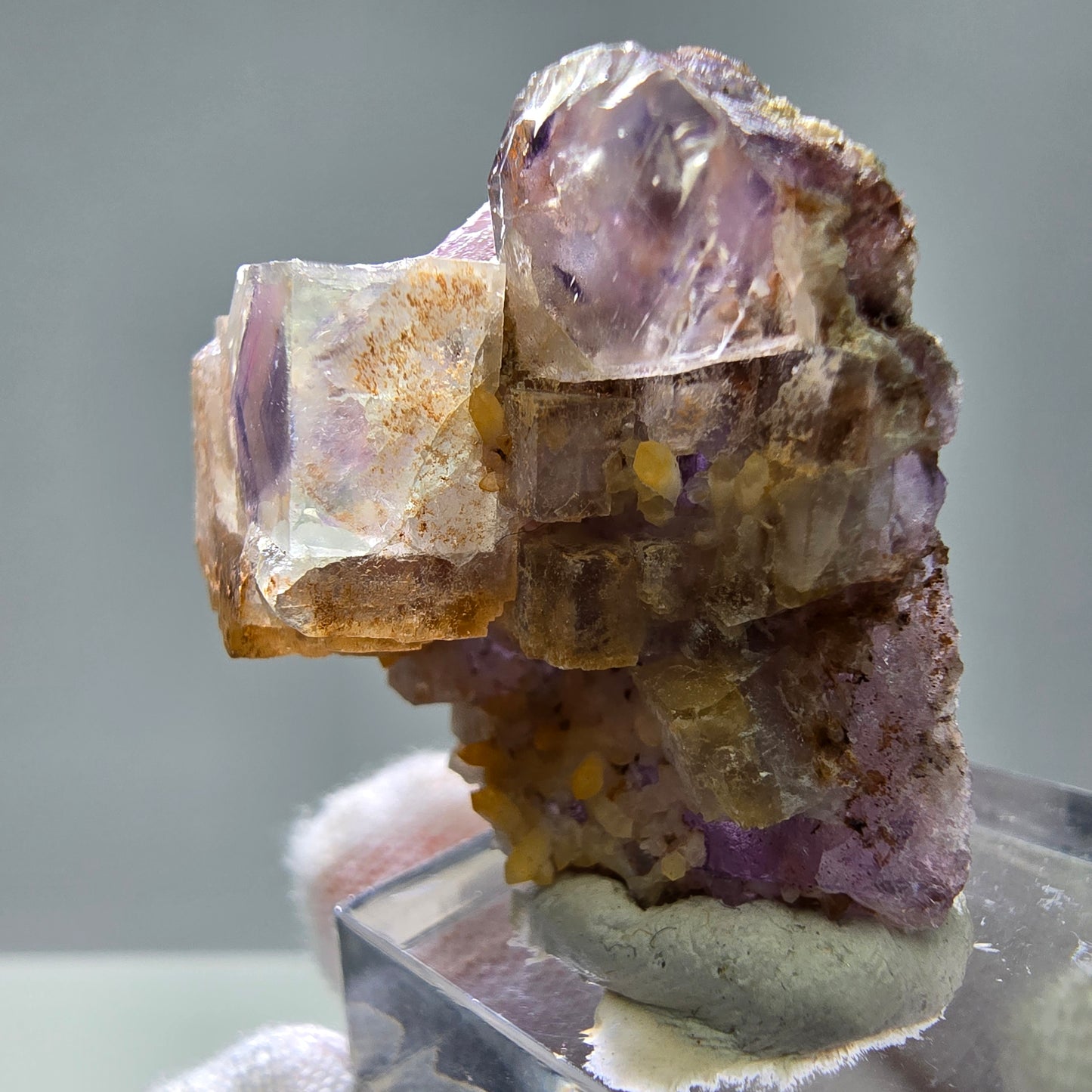 Seltene UV Phantom Fluorit Würfel, Quarz Stufe Brandberg, Namibia 32*31*16mm