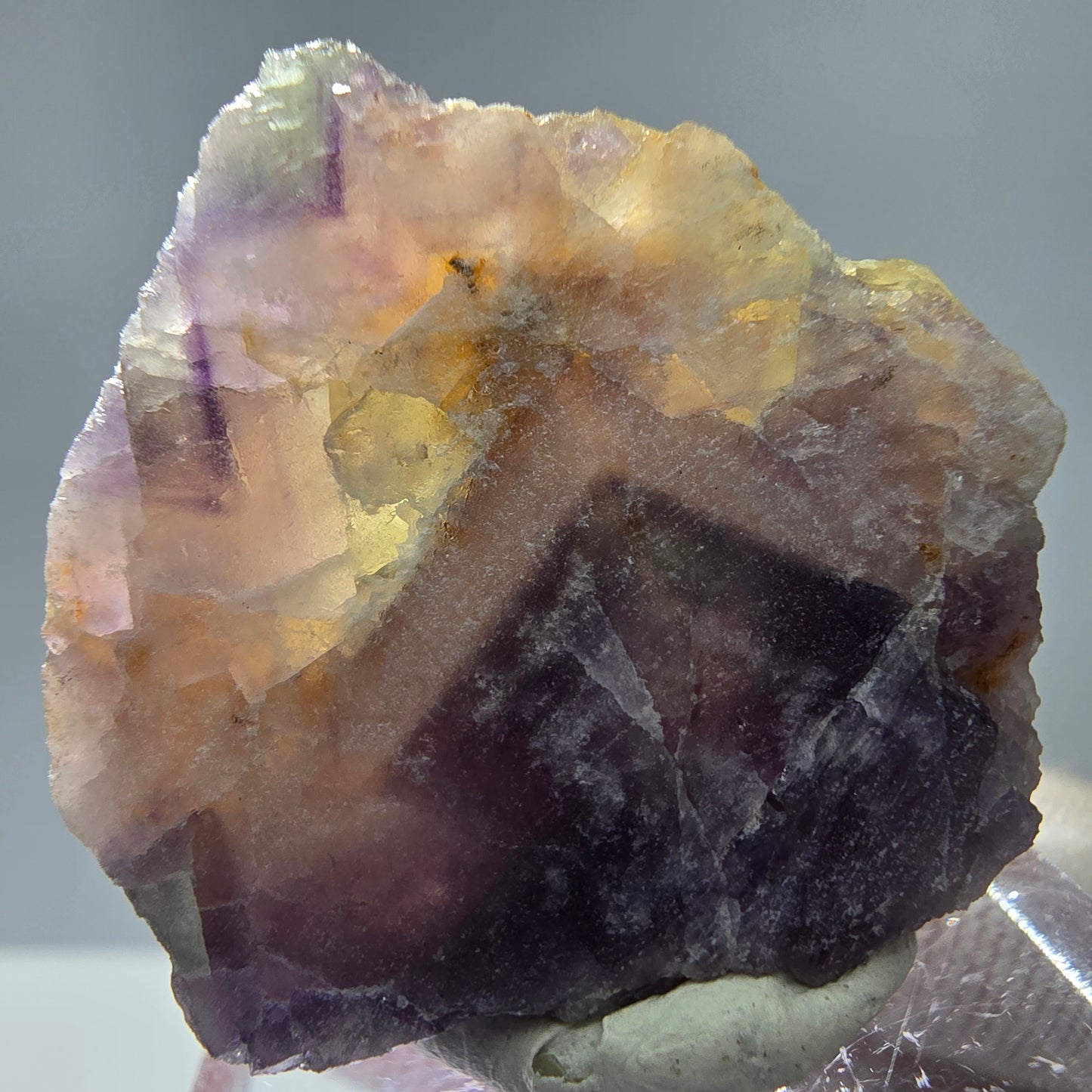 Seltene UV Phantom Fluorit Würfel Stufe lila gelb Brandberg, Namibia 30*27*14mm