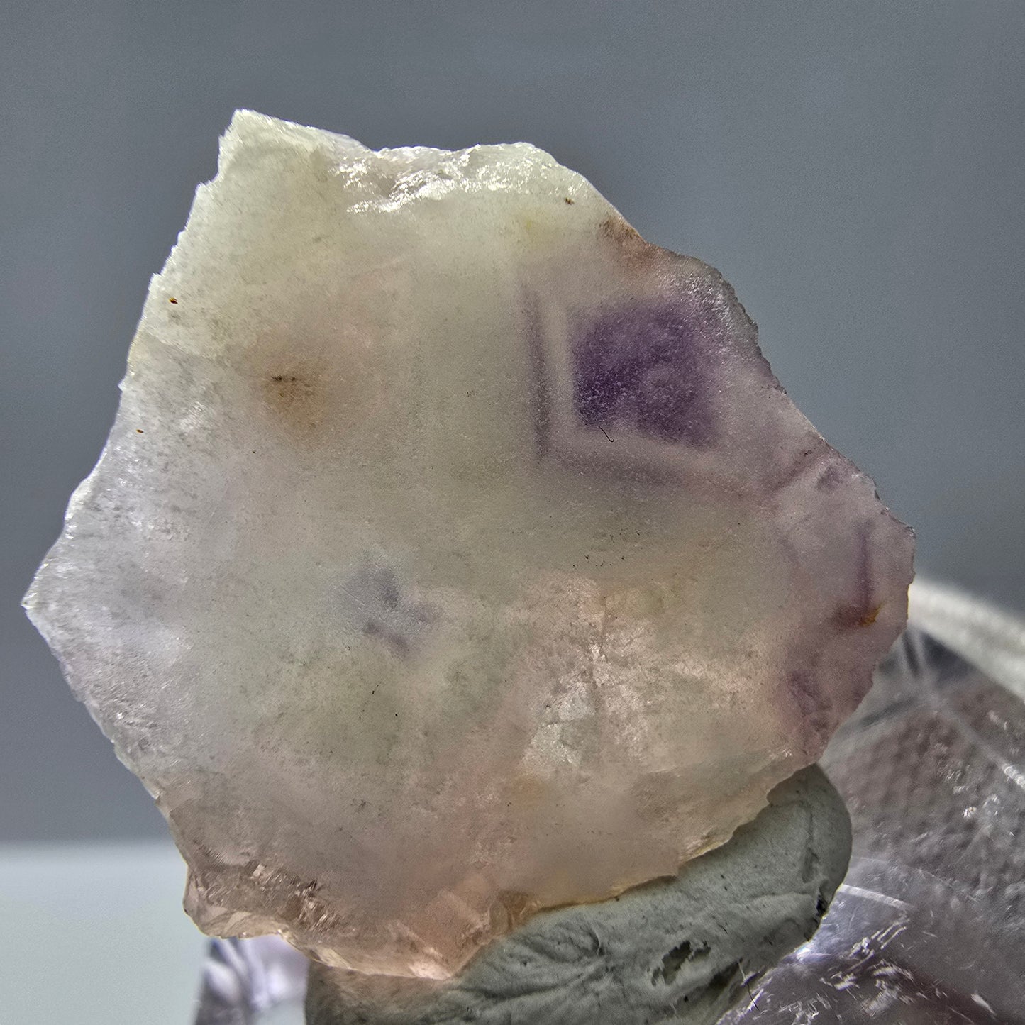 Seltene UV Phantom Fluorit Würfel Stufe lila gelb Brandberg, Namibia 21*21*12mm