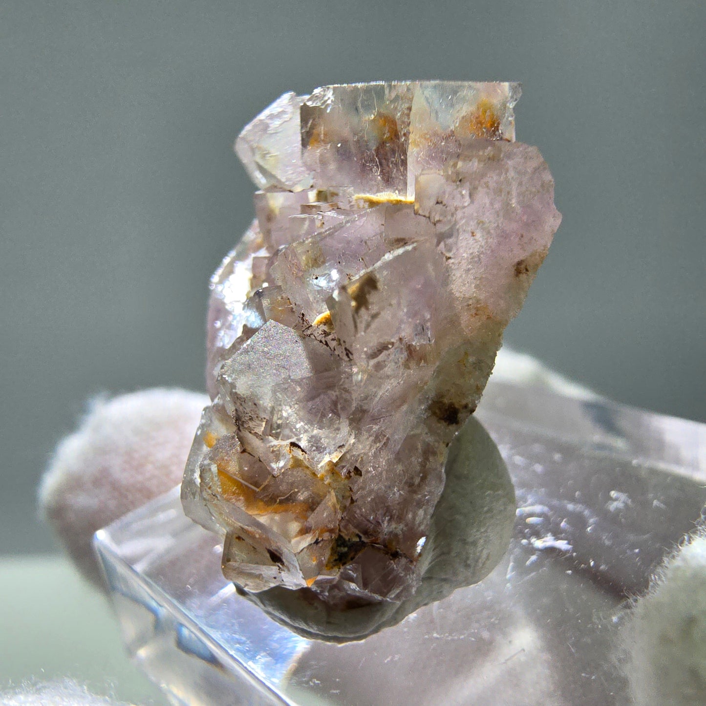 Seltene UV Phantom Fluorit Würfel Stufe lila weiß Brandberg, Namibia 24*19*10mm