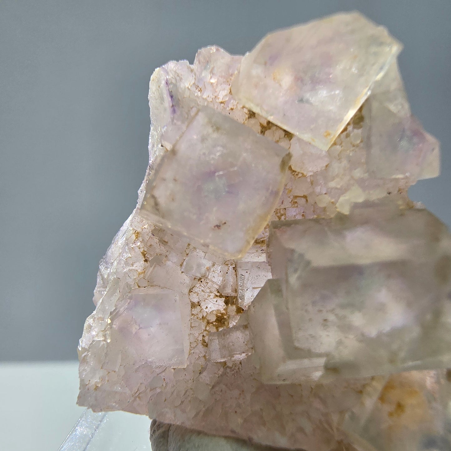 Seltene UV Phantom Fluorit Würfel, Quarz Stufe Brandberg, Namibia 34*29*12mm