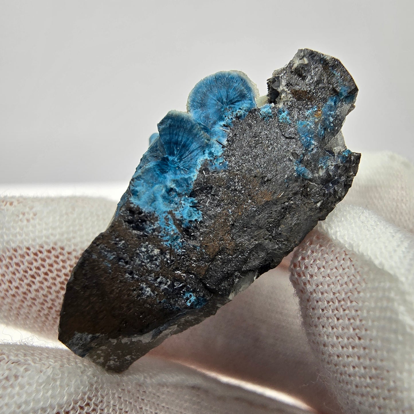 Seltene Shattuckit Stufe mit Kugel Kristallen blau Kaokoveld, Namibia 32*17*14mm