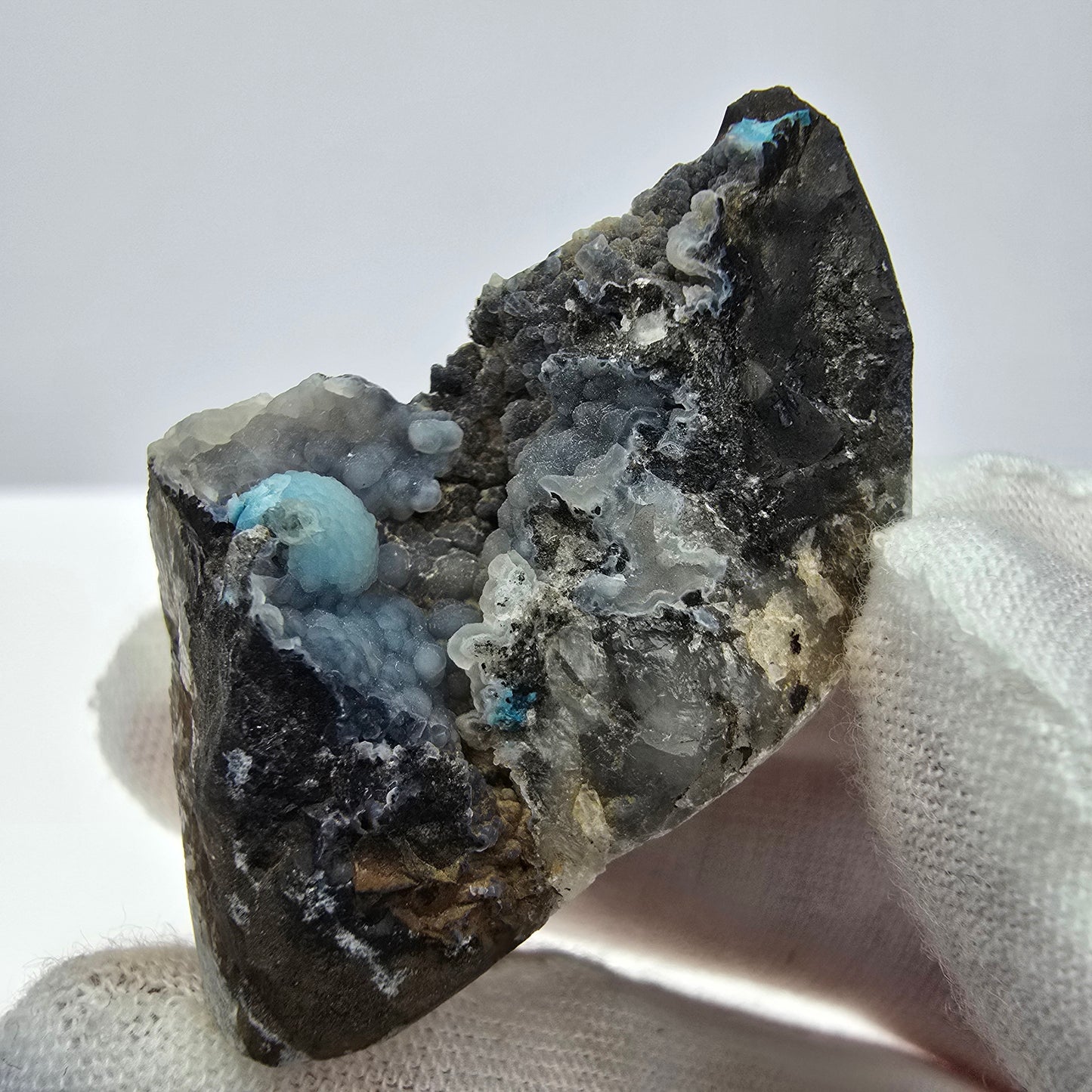 Rare Shattuckite specimen with ball crystals blue Kaokoveld, Namibia 42*22*19mm