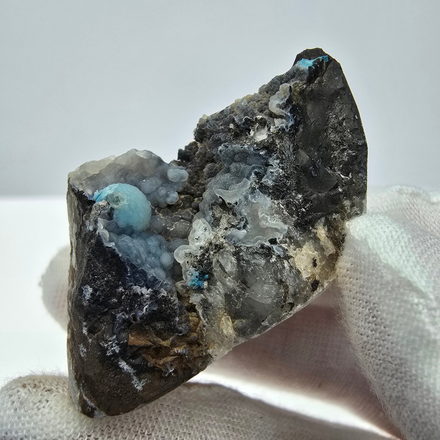 Rare Shattuckite specimen with ball crystals blue Kaokoveld, Namibia 42*22*19mm