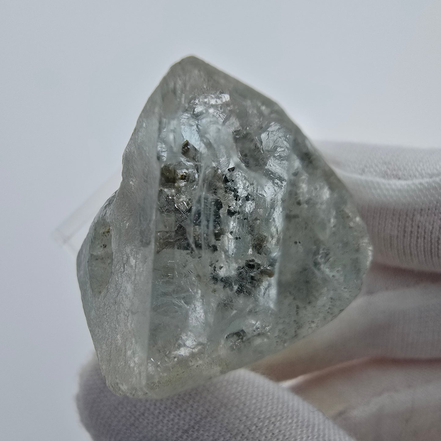 Cristal topaze X transparent, Spitzkoppe bleu blanc, Erongo, Namibie 37*26*19mm