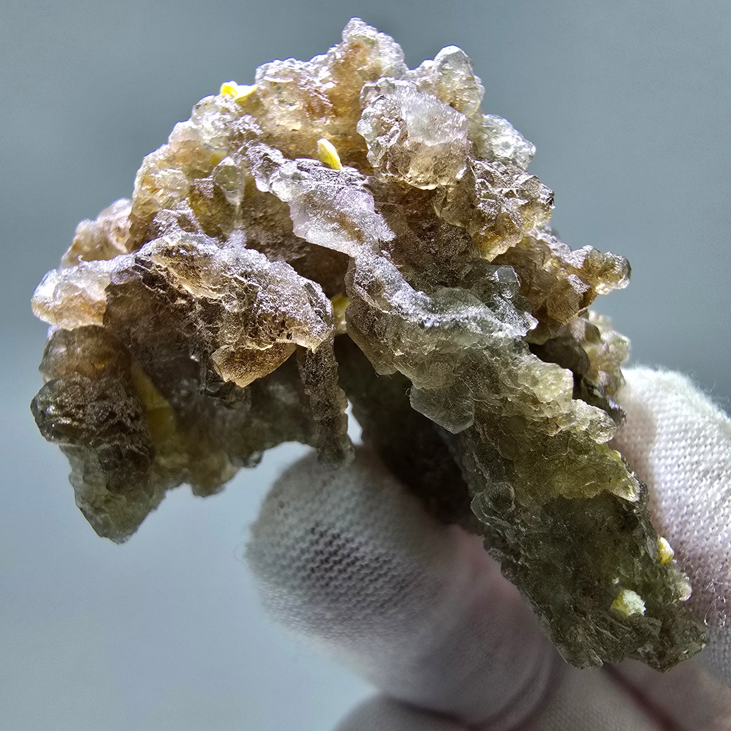 Phantom Fluorit Würfel grün braun, Muskovit Stufe Erongo, Namibia 50*40*24mm