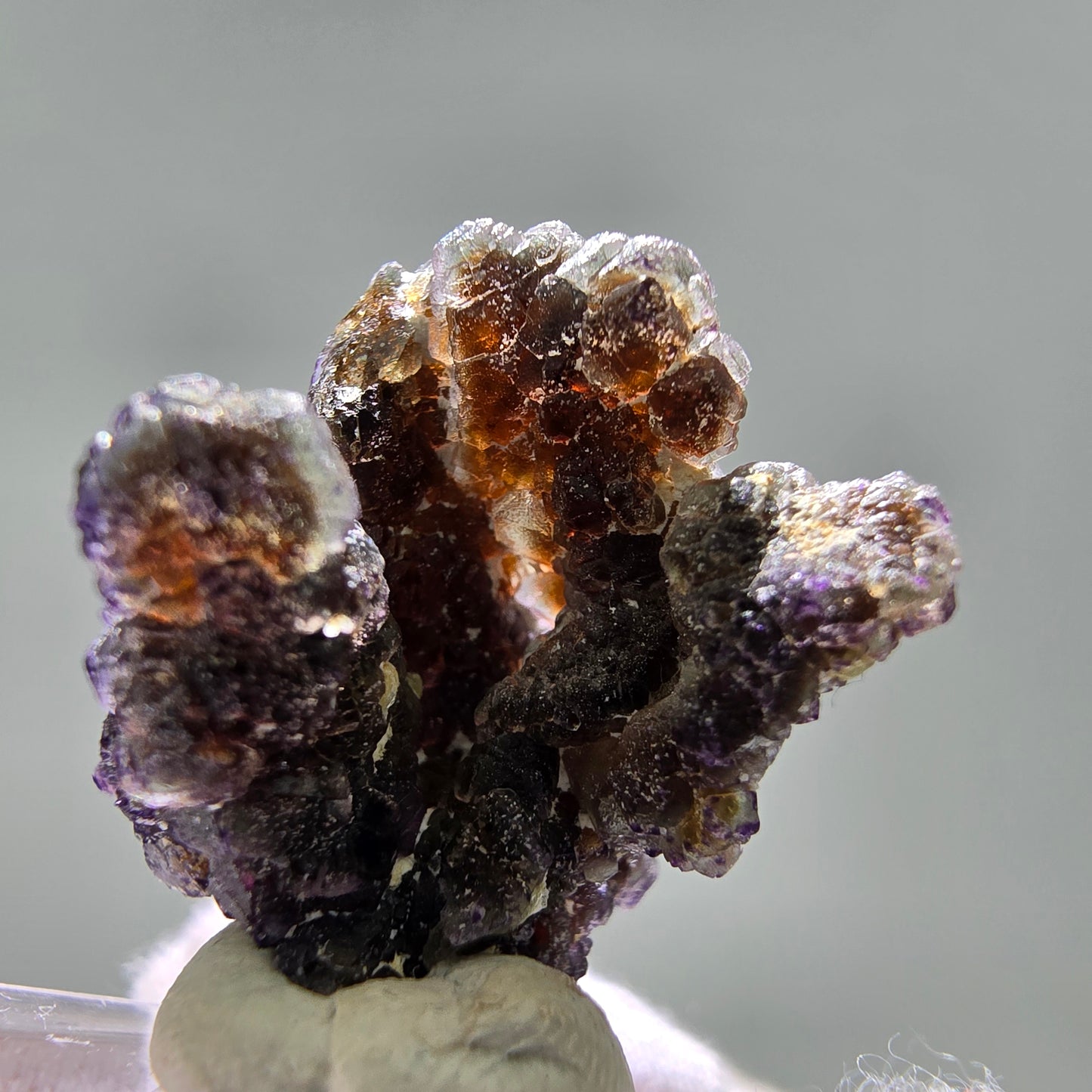 Phantom Fluorit Würfel lila braun, Muskovit Stufe Erongo, Namibia 30*30*25mm