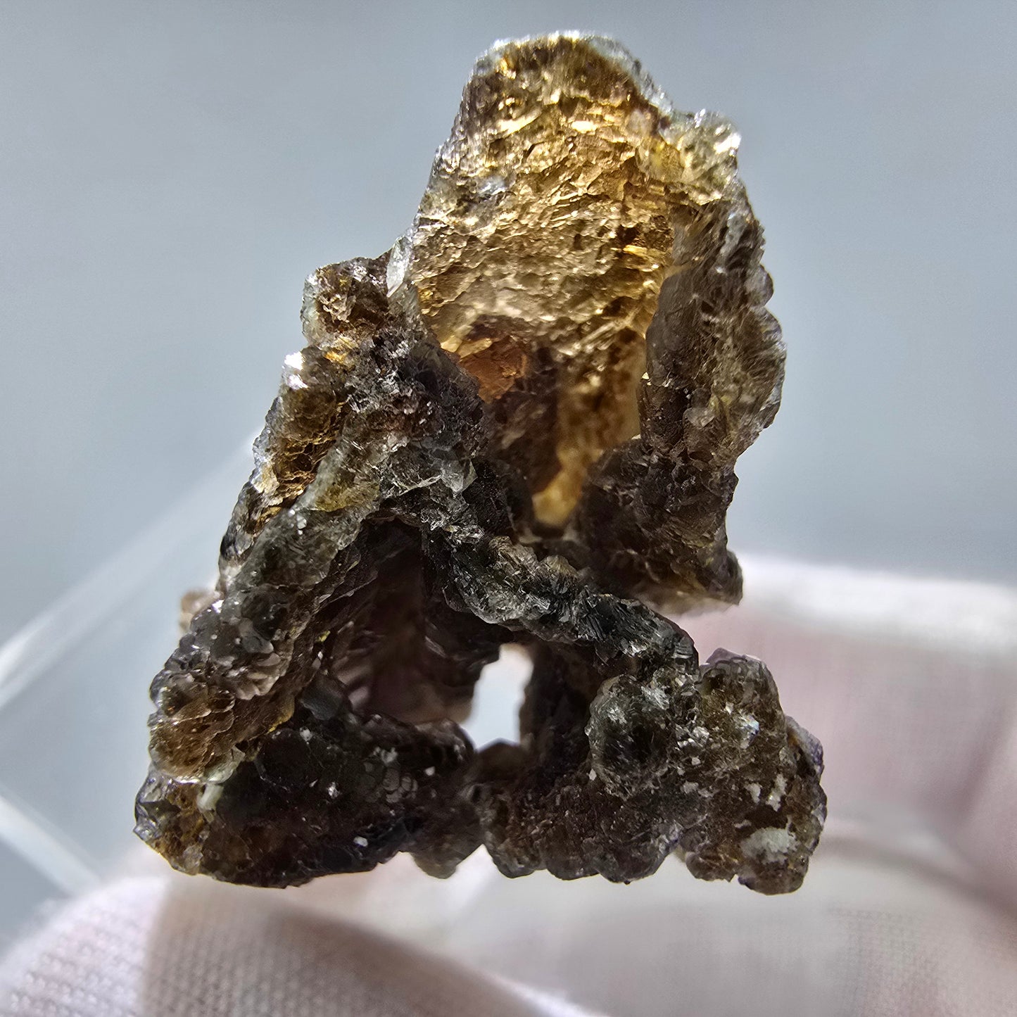 Phantom Fluorit Würfel braun, Muskovit Stufe Erongo, Namibia 41*28*21mm Sammlung