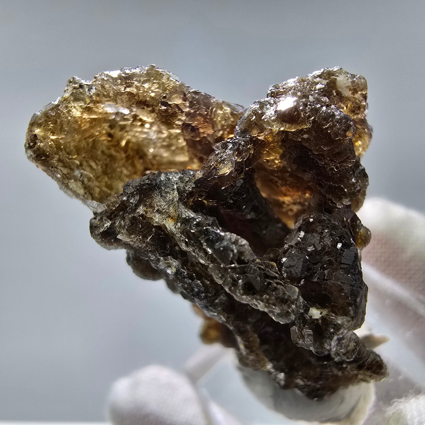 Phantom Fluorit Würfel braun, Muskovit Stufe Erongo, Namibia 41*28*21mm Sammlung