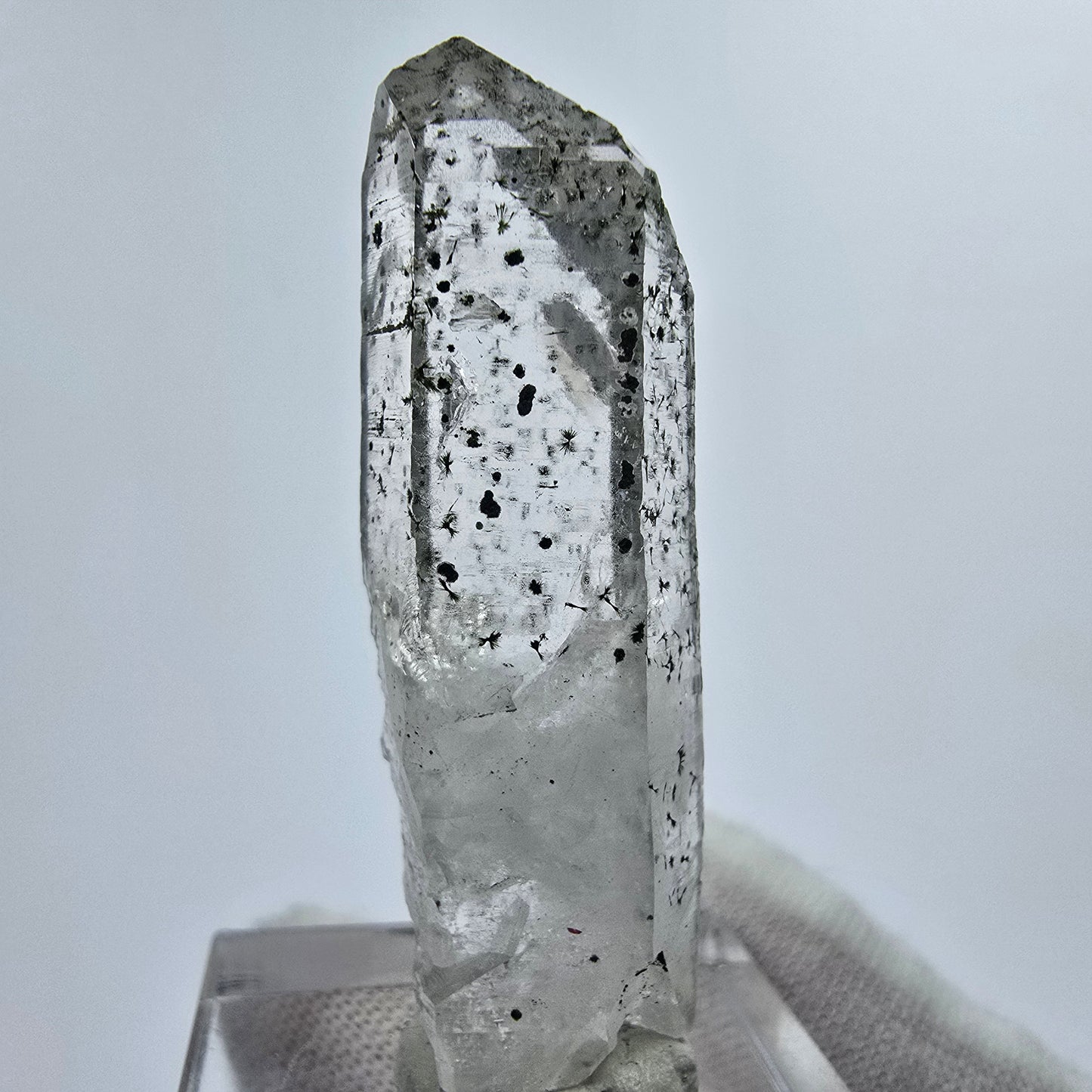 Quarz Kristall mit Hämatit und Epidot Streep Mine Goboboseb Namibia 44*14*10mm