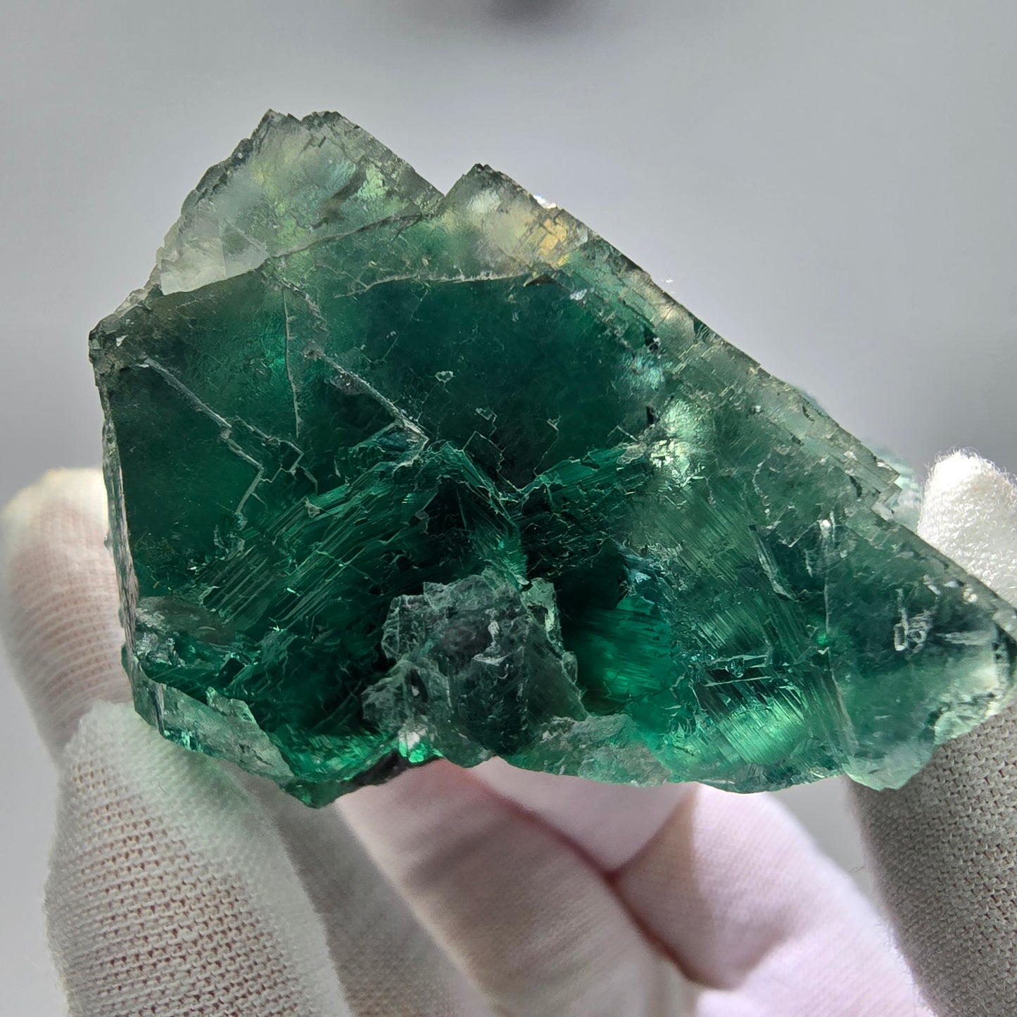 Große Phantom Fluorit Würfel Stufe grün gelb Okorusu Namibia 73*67*38mm Sammlung