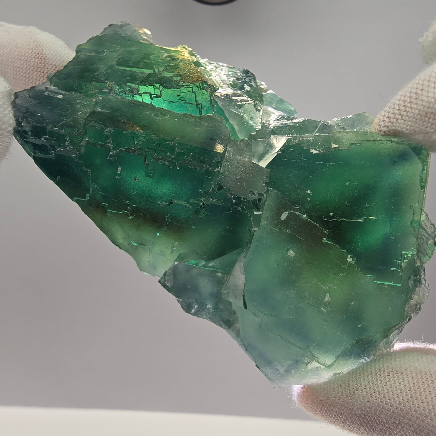 Große Phantom Fluorit Würfel Stufe grün braun Okorusu, Namibia 90*54*30mm