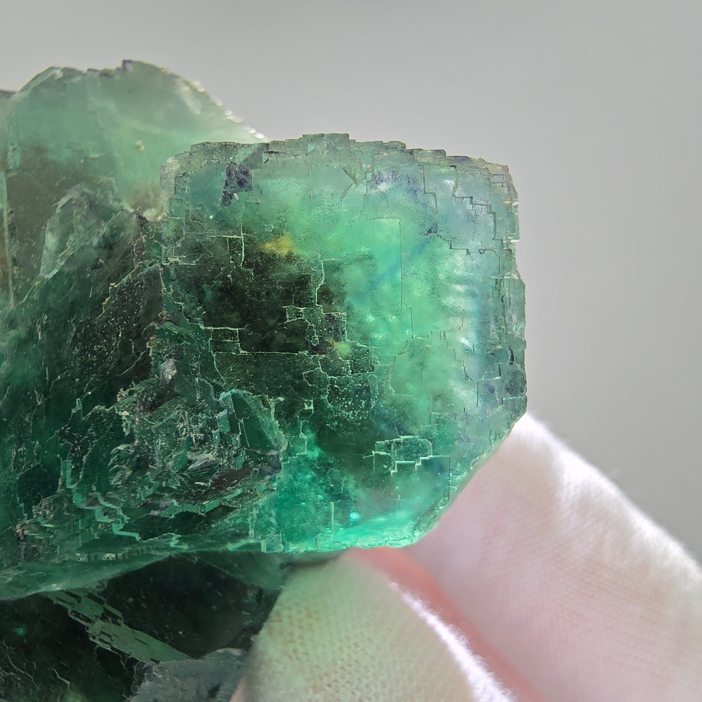 Seltene Phantom Fluorit Würfel Stufe grün lila zonar Okorusu, Namibia 52*51*30mm