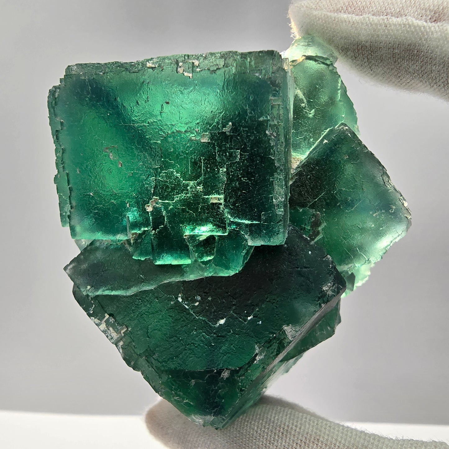 Große Phantom Fluorit Würfel Stufe grün parkettiert Okorusu, Namibia 71*58*46mm