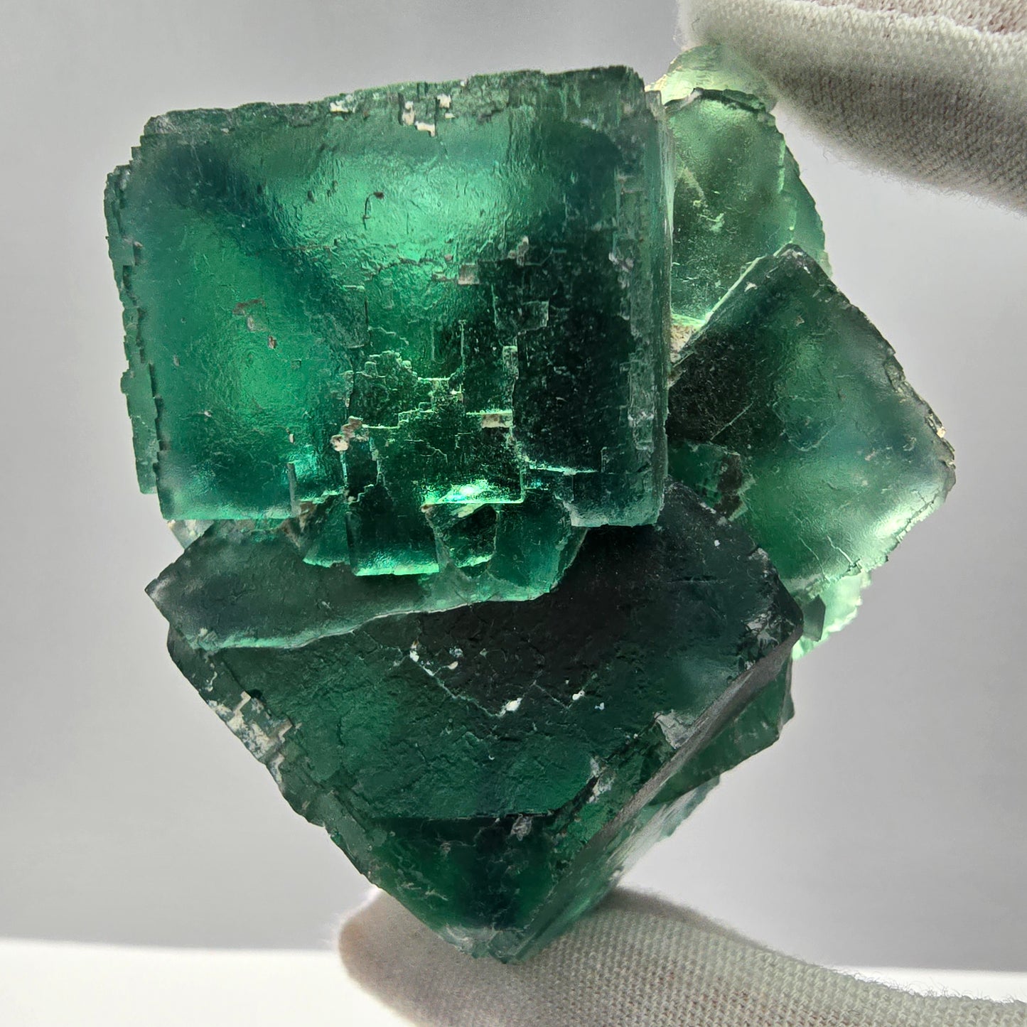 Große Phantom Fluorit Würfel Stufe grün parkettiert Okorusu, Namibia 71*58*46mm