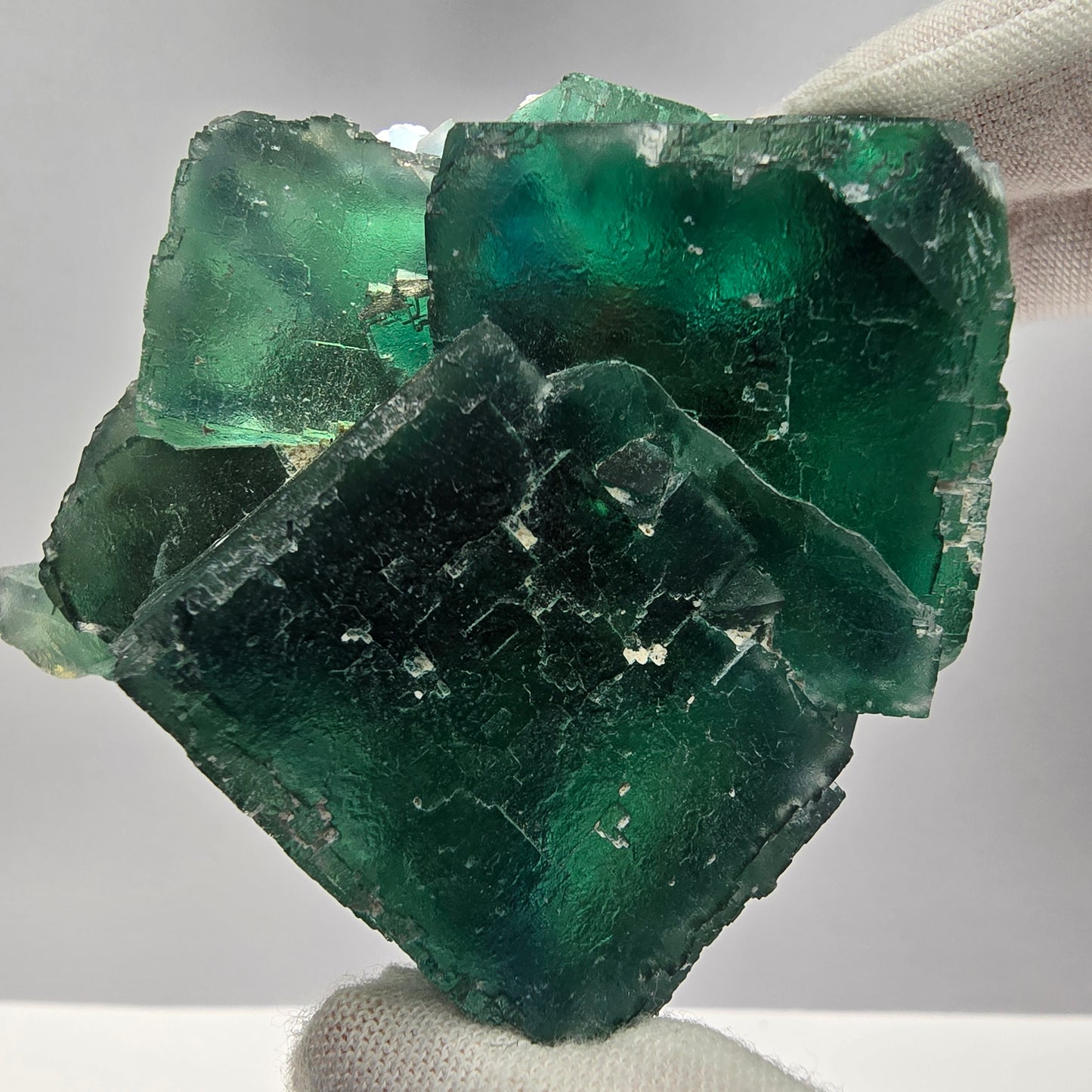 Große Phantom Fluorit Würfel Stufe grün parkettiert Okorusu, Namibia 71*58*46mm