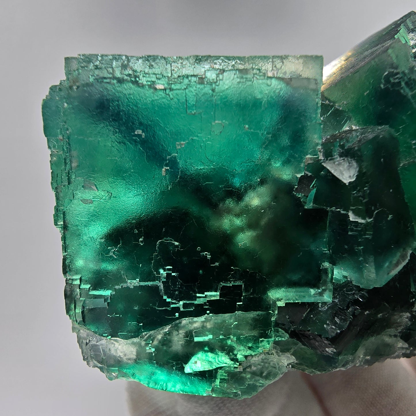 Große Phantom Fluorit Würfel Stufe grün parkettiert Okorusu, Namibia 71*58*46mm