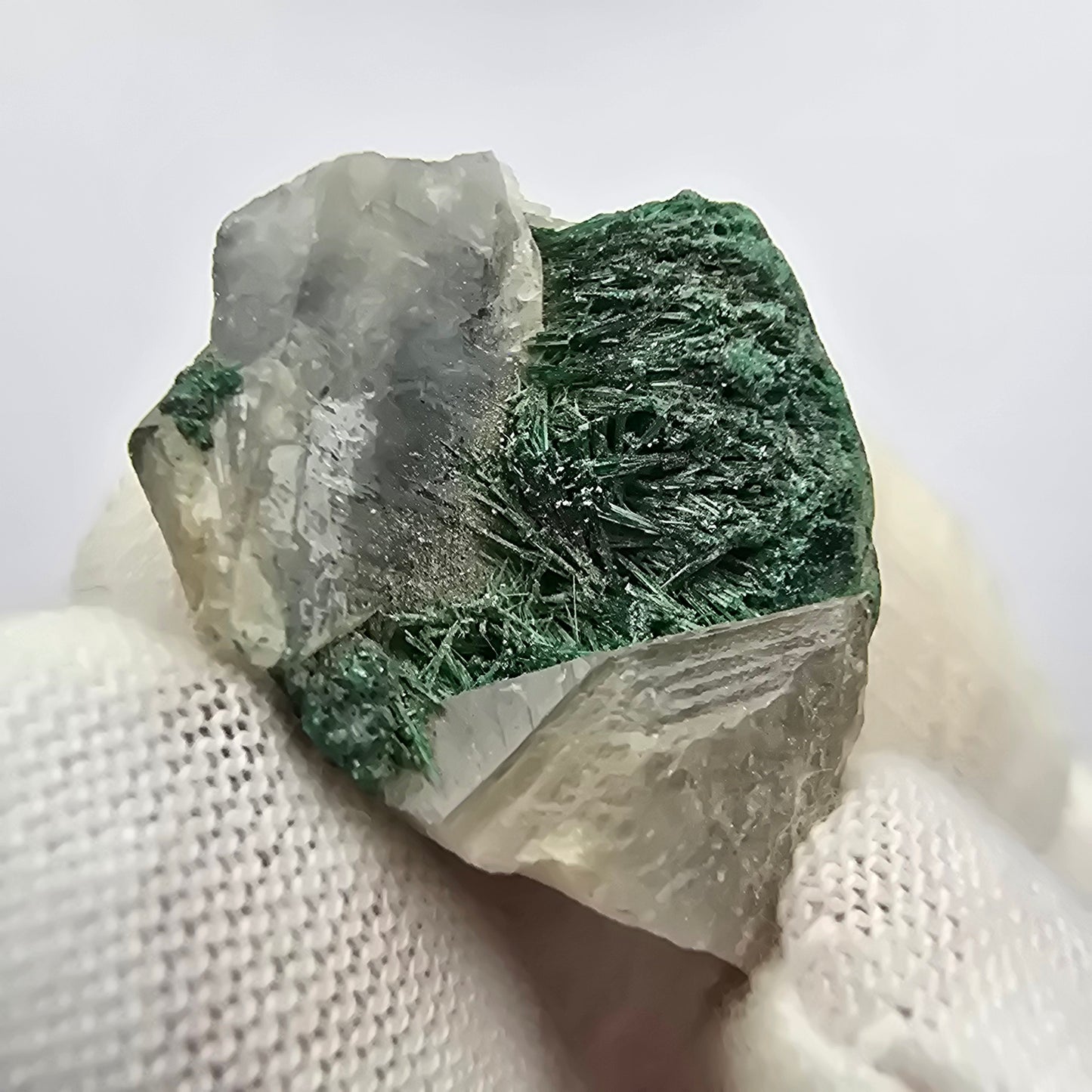 Rare Malachite on Quartz Specimen Kaokoveld, Namibia 26*19*13mm Collection