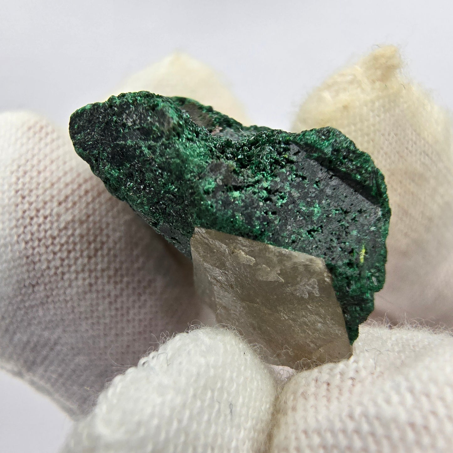 Rare Malachite on Quartz Specimen Kaokoveld, Namibia 26*19*13mm Collection