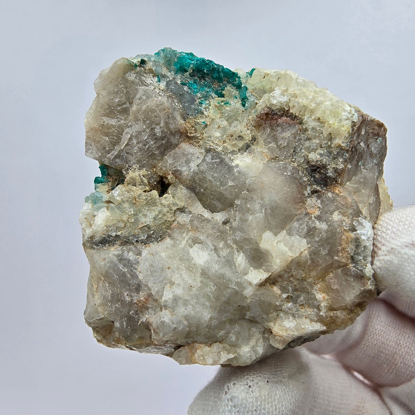 Rare Dioptase on Quartz Specimen Kaokoveld, Namibia 53*41*28mm Mineral Collection
